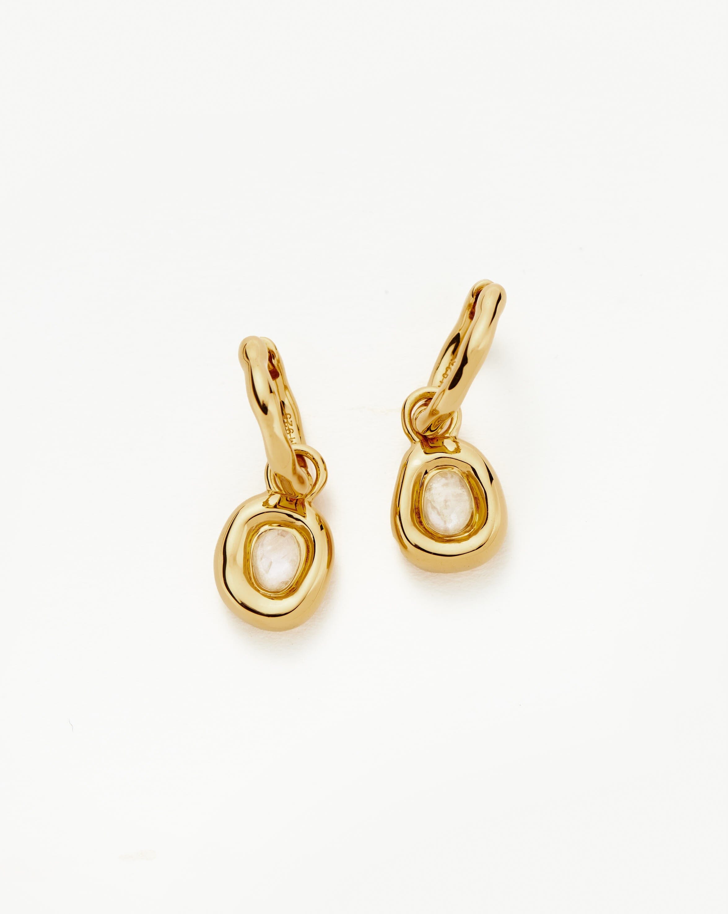 Rainbow Moonstone Mini Hoop Earrings | 18k Gold Vermeil Charm Huggies