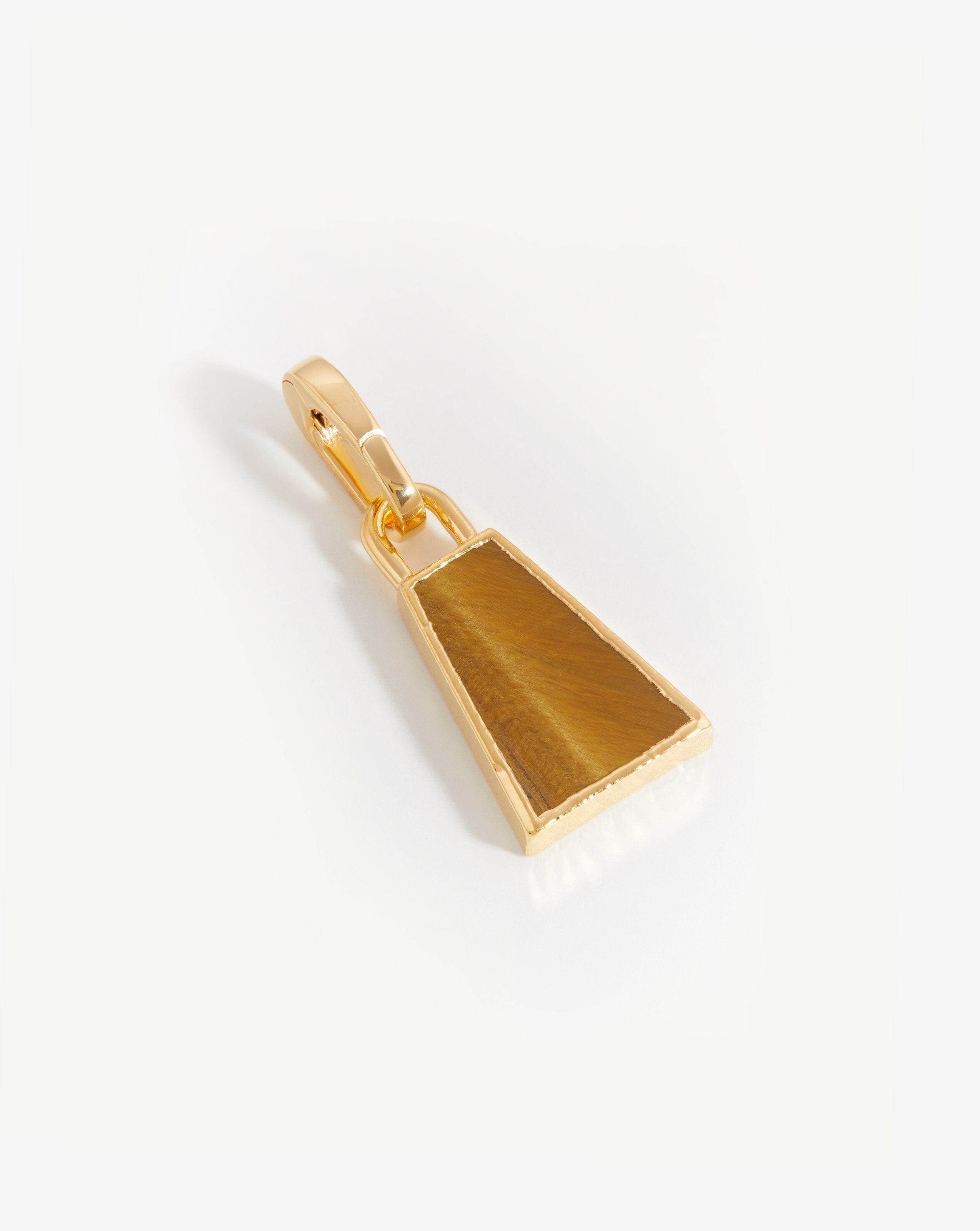 18k Gold Vermeil Clip-On Pendant with Tiger's Eye | Pyramid Charm