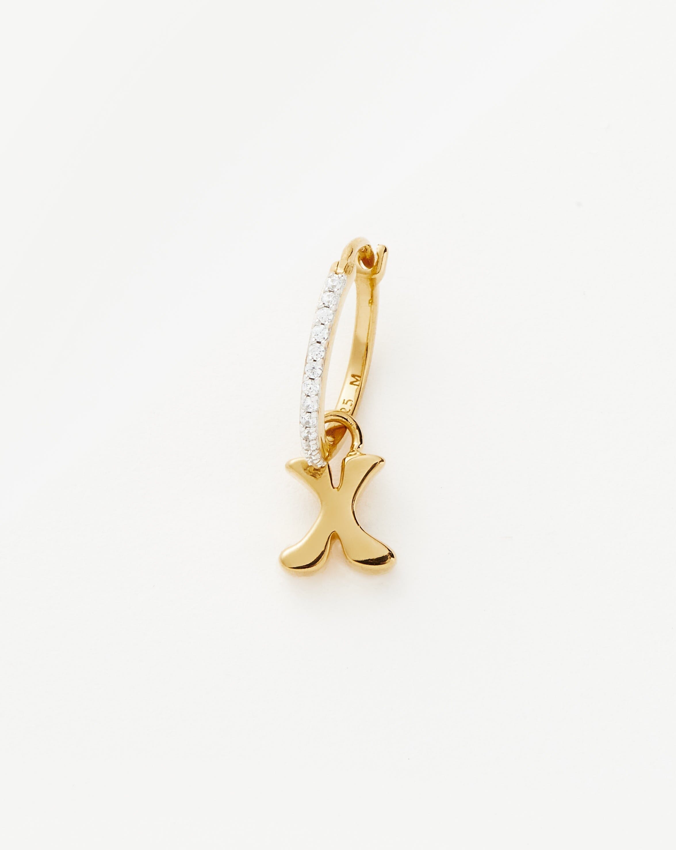 Initial X Hoop Earrings with Charm | 18k Gold Vermeil