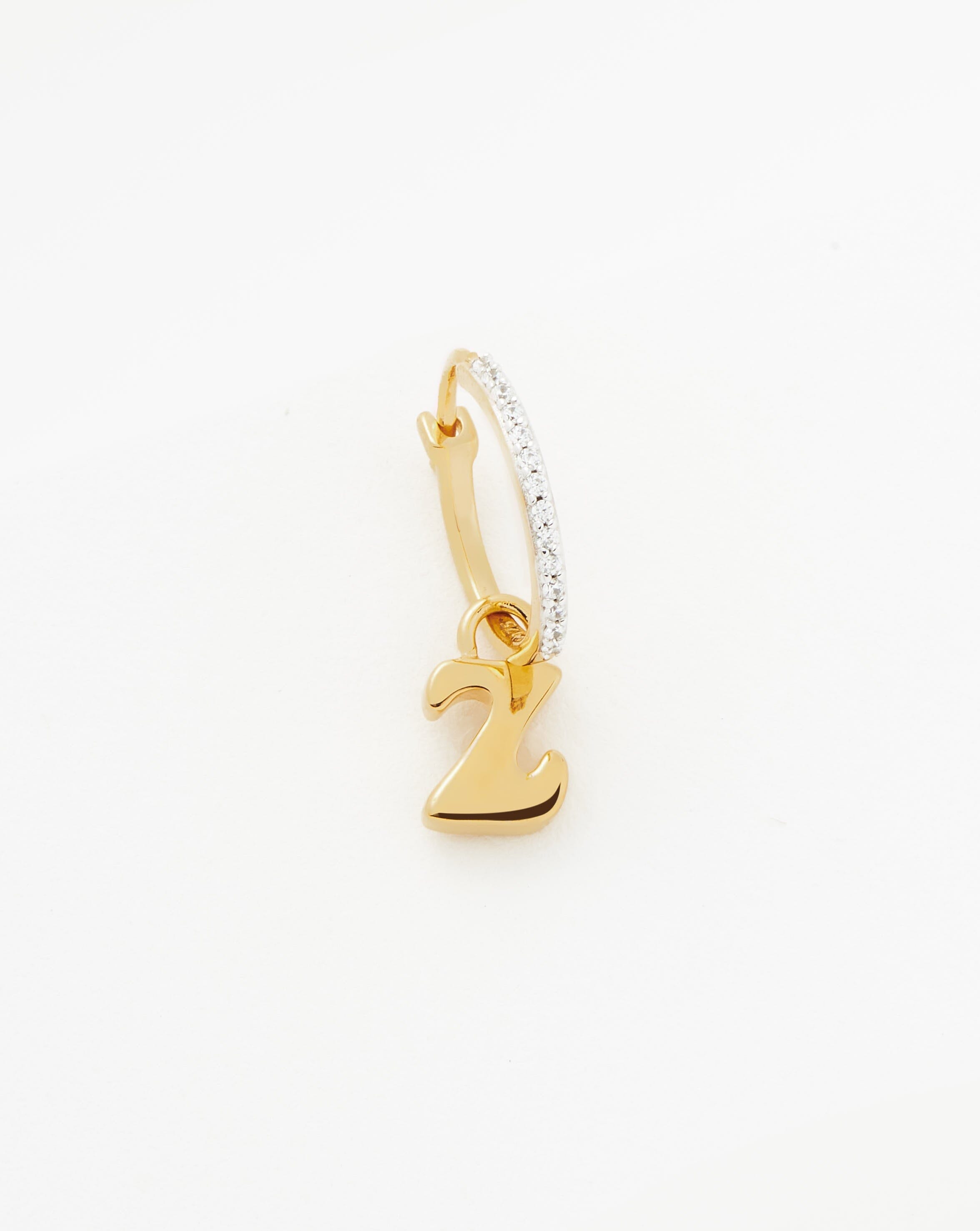 Initial Z Hoop Earrings in 18k Gold Vermeil | Personalized Alphabet Charm