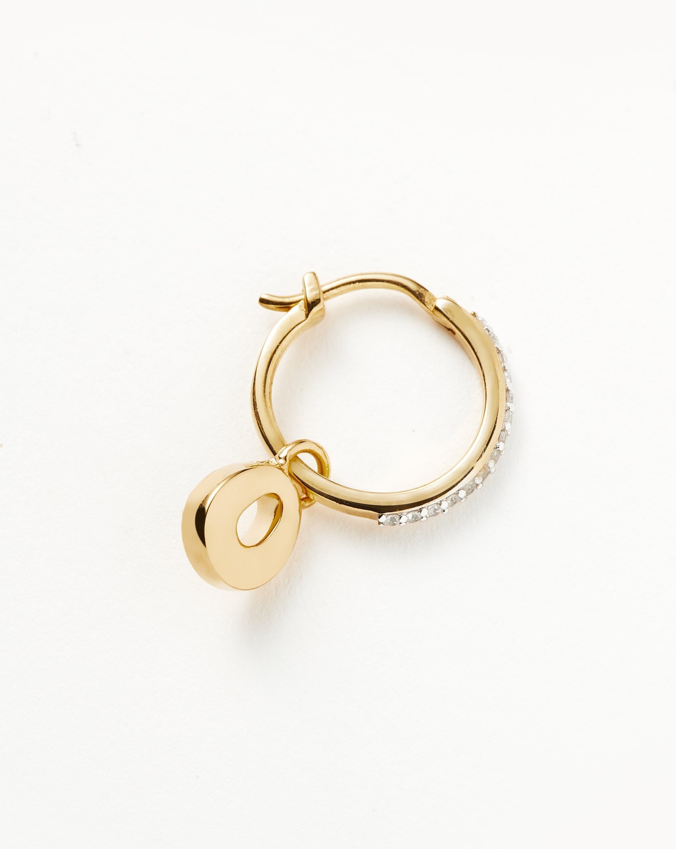Initial Hoop Earrings with Alphabet Charm | 18k Gold Vermeil