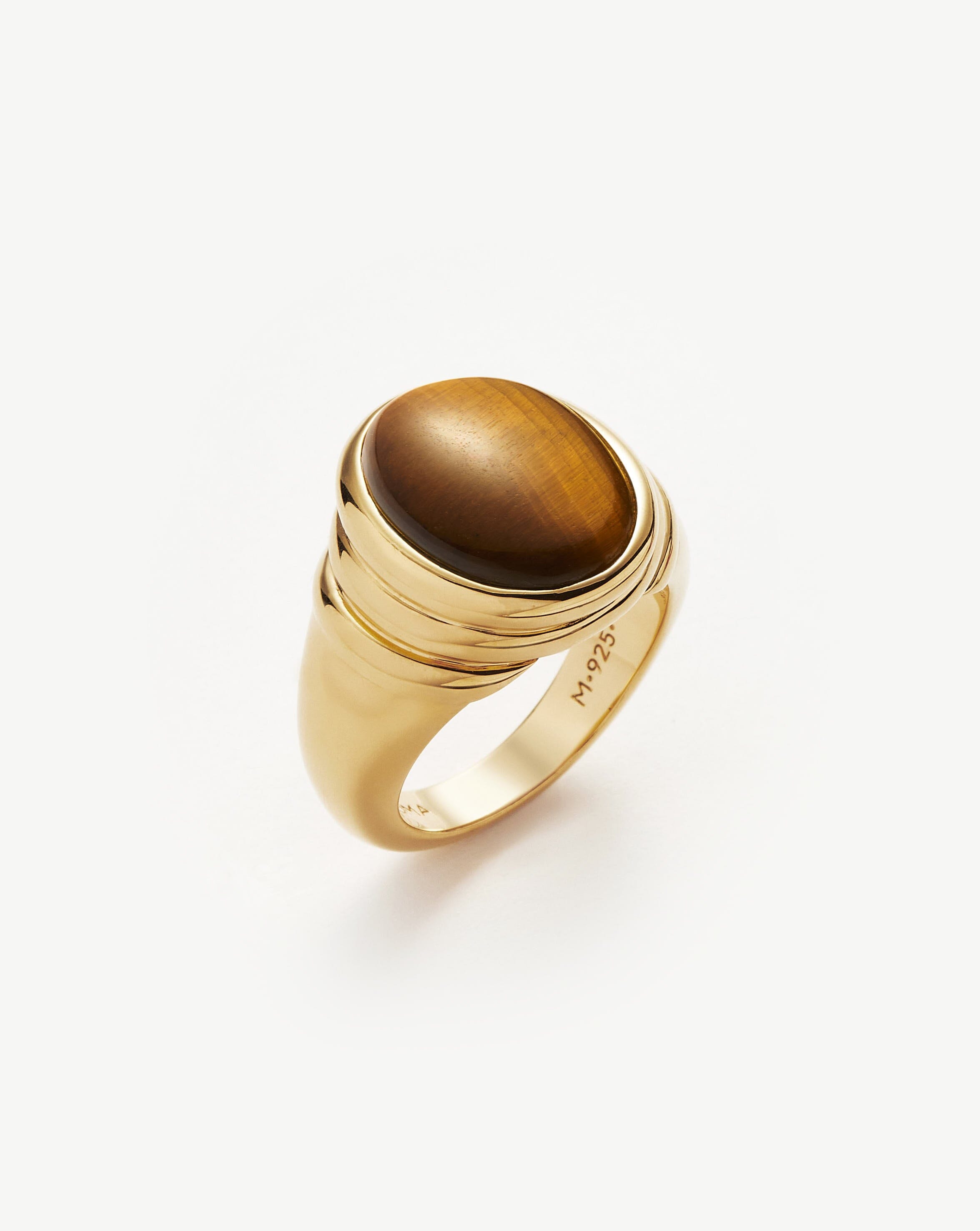 Chunky Tiger's Eye Gemstone Ring | 18k Gold Vermeil | Savi Ridge