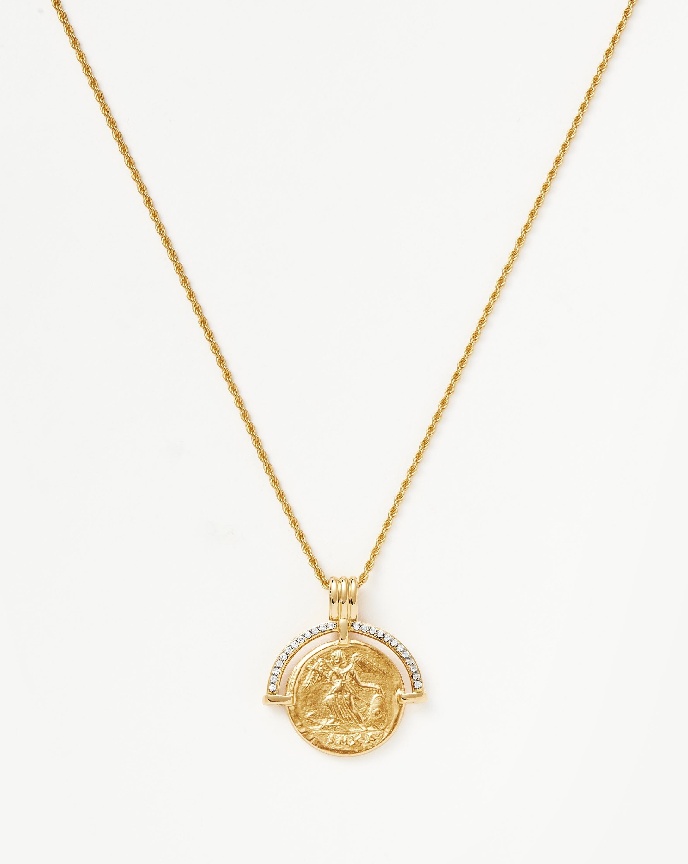 Engravable Coin Necklace with Cubic Zirconia & Gold Vermeil | Lucy Williams