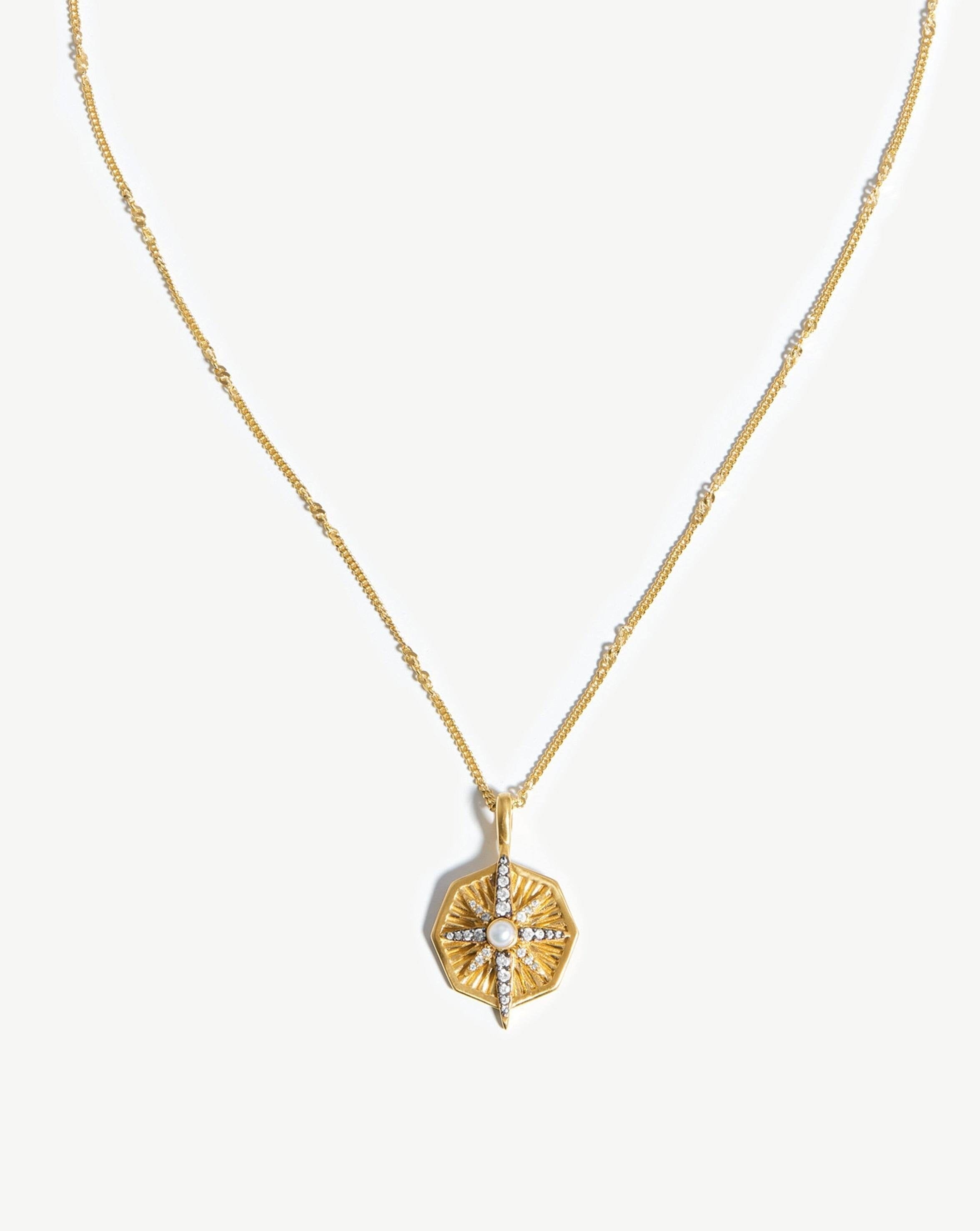Star Pearl Necklace | 18k Gold Plated with Cubic Zirconia | Harris Reed