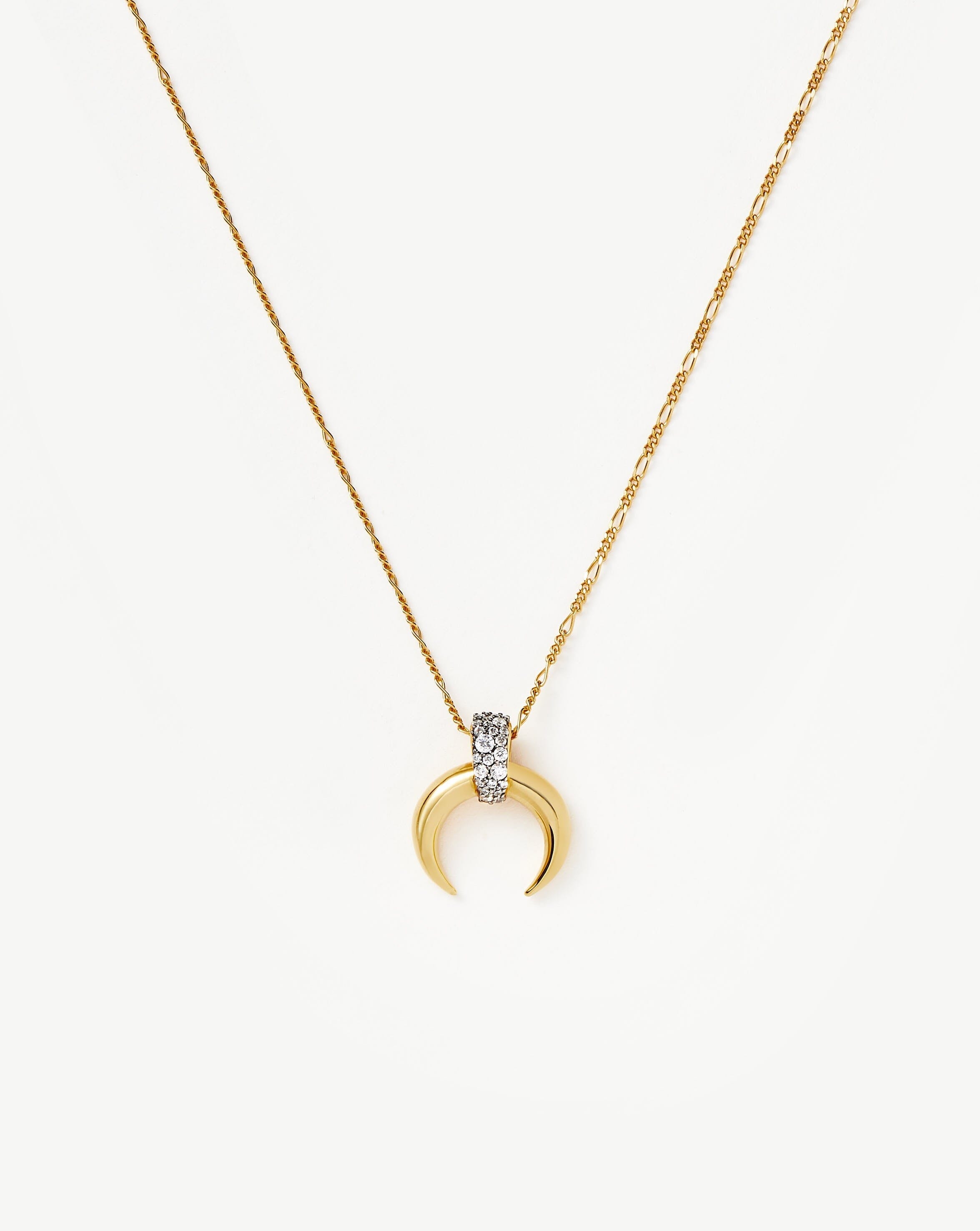 Pavé Horn Pendant Necklace in 18k Gold Vermeil & Cubic Zirconia | Lucy Williams