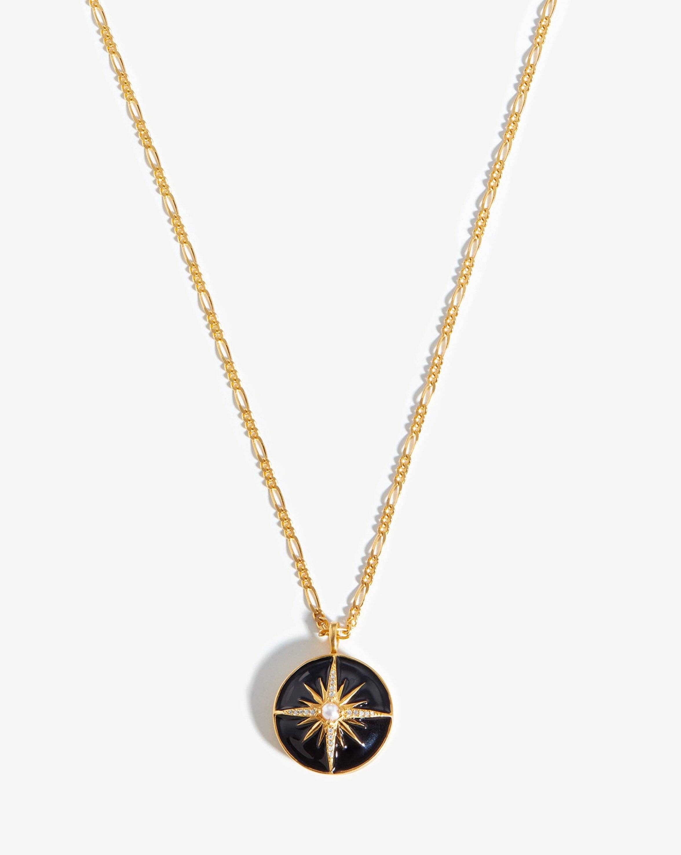 Celestial Locket Necklace with Pearl & Black Enamel | Harris Reed 18k Gold