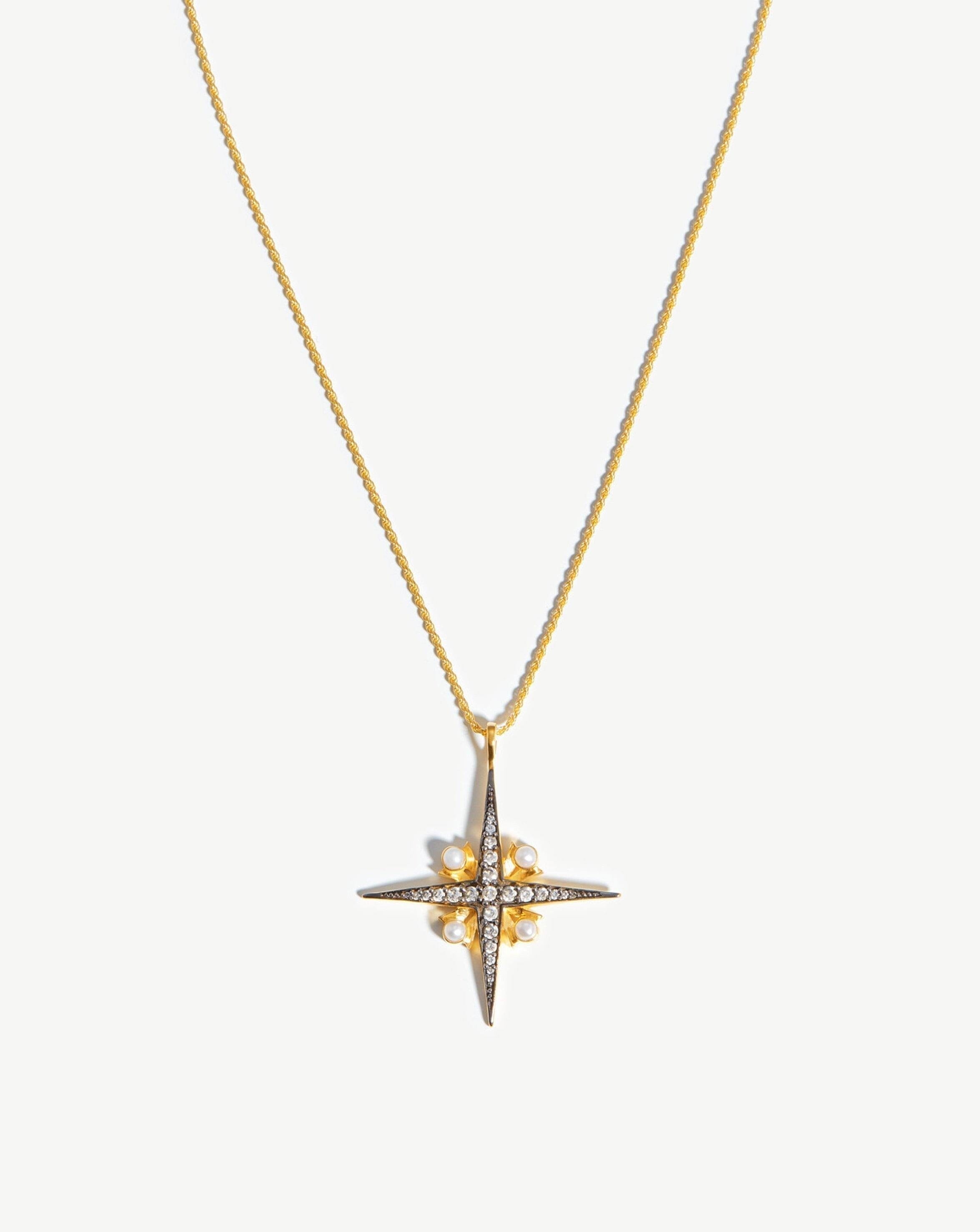 Pearl & Cubic Zirconia Star Necklace | Harris Reed North Star