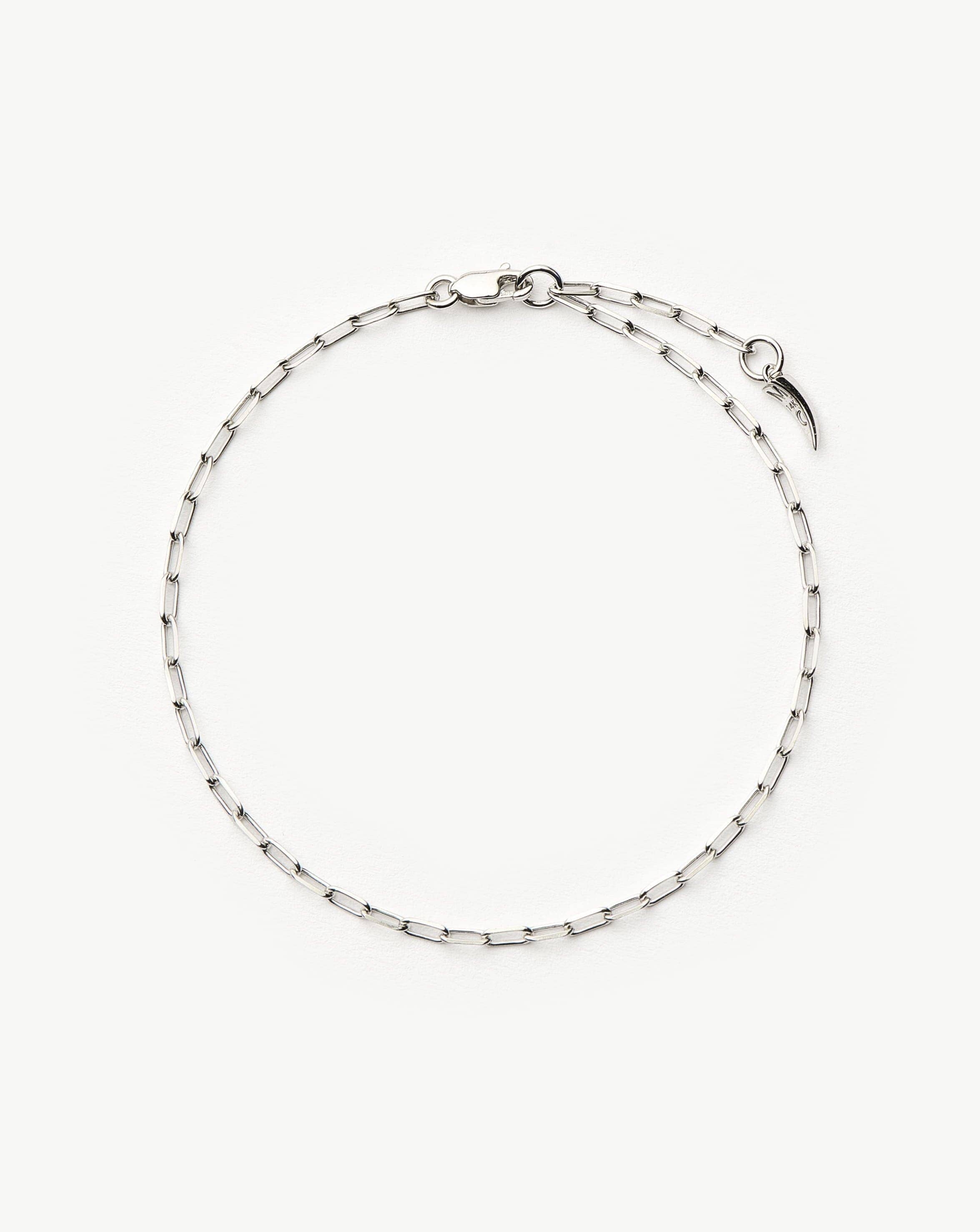 14k Solid White Gold Paperclip Chain Bracelet | Recycled Gold