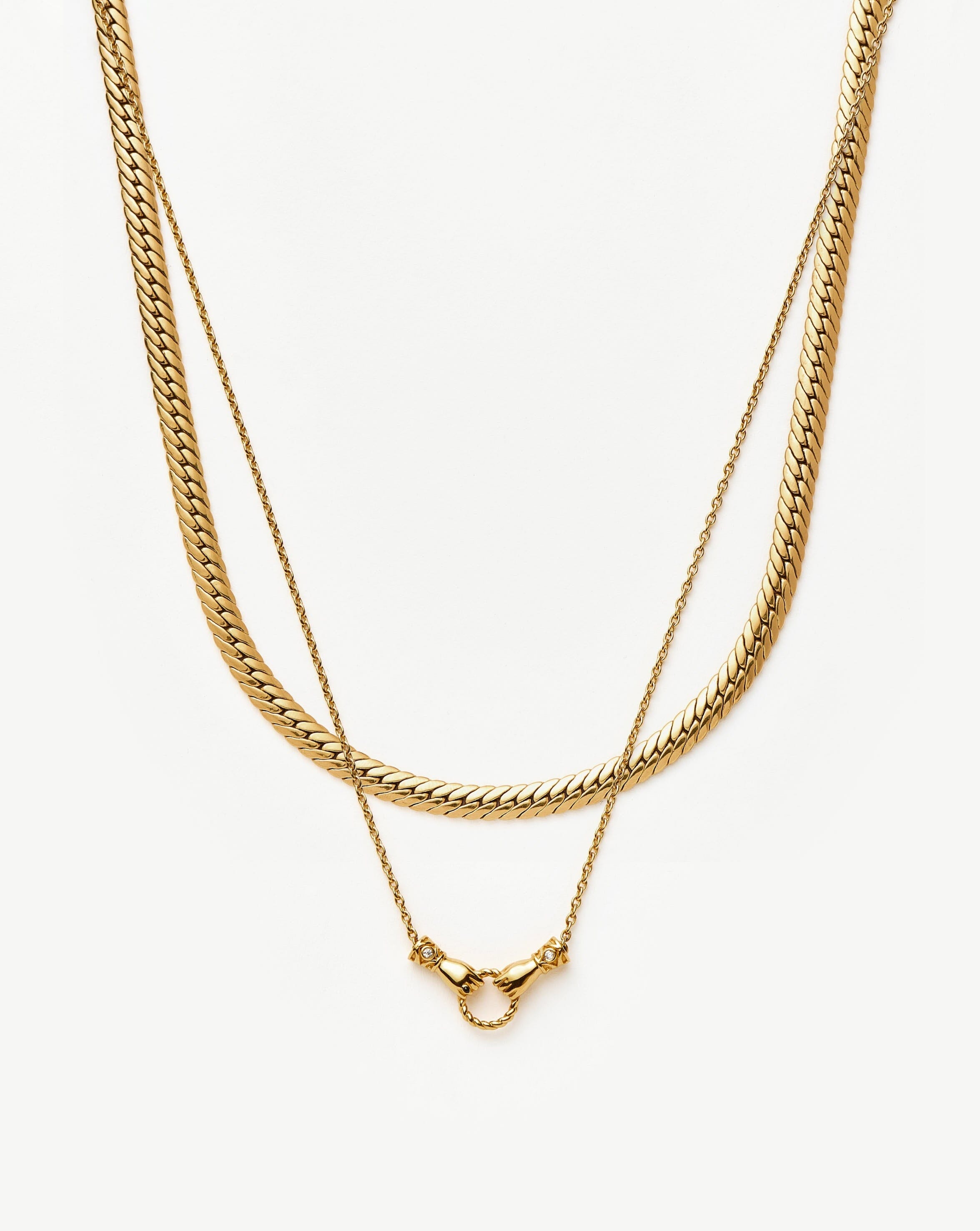 18k Gold Plated Slider Necklace Set with Cubic Zirconia & Onyx | Harris Reed