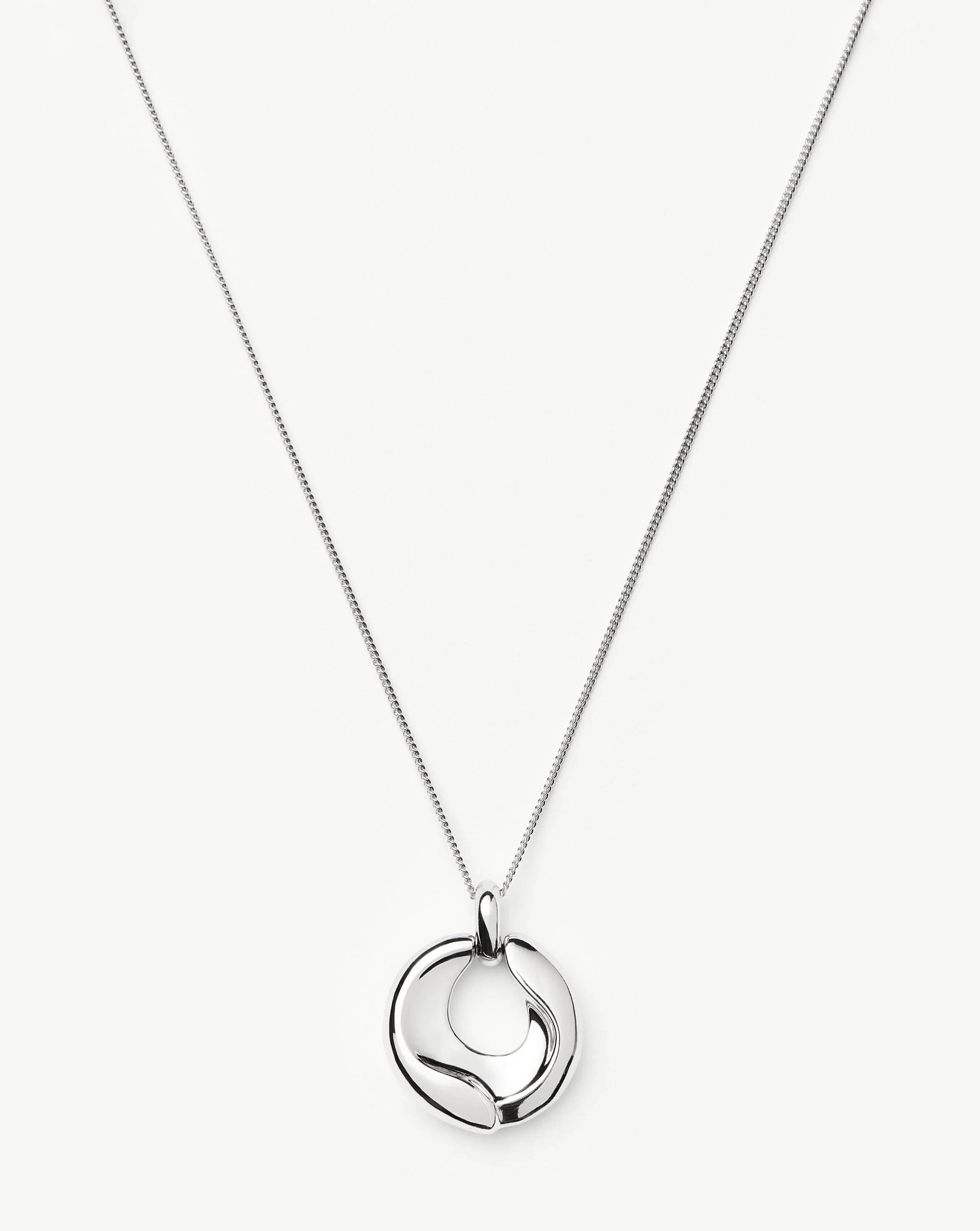 Molten Ridge Pendant Necklace | Silver Plated Sculptural Jewelry