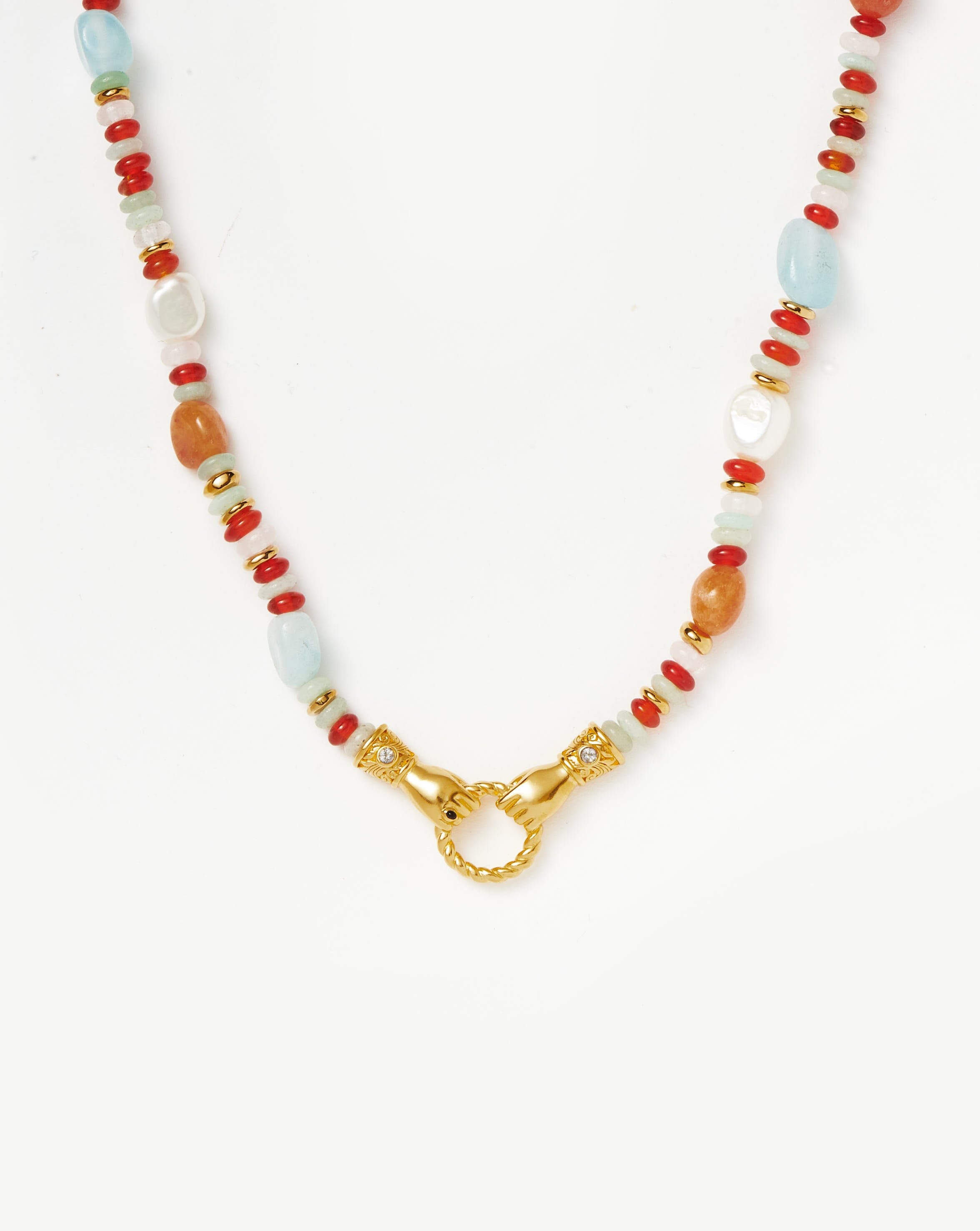 Beaded Gemstone Necklace with 18k Gold Plating & Pearls | Harris Reed