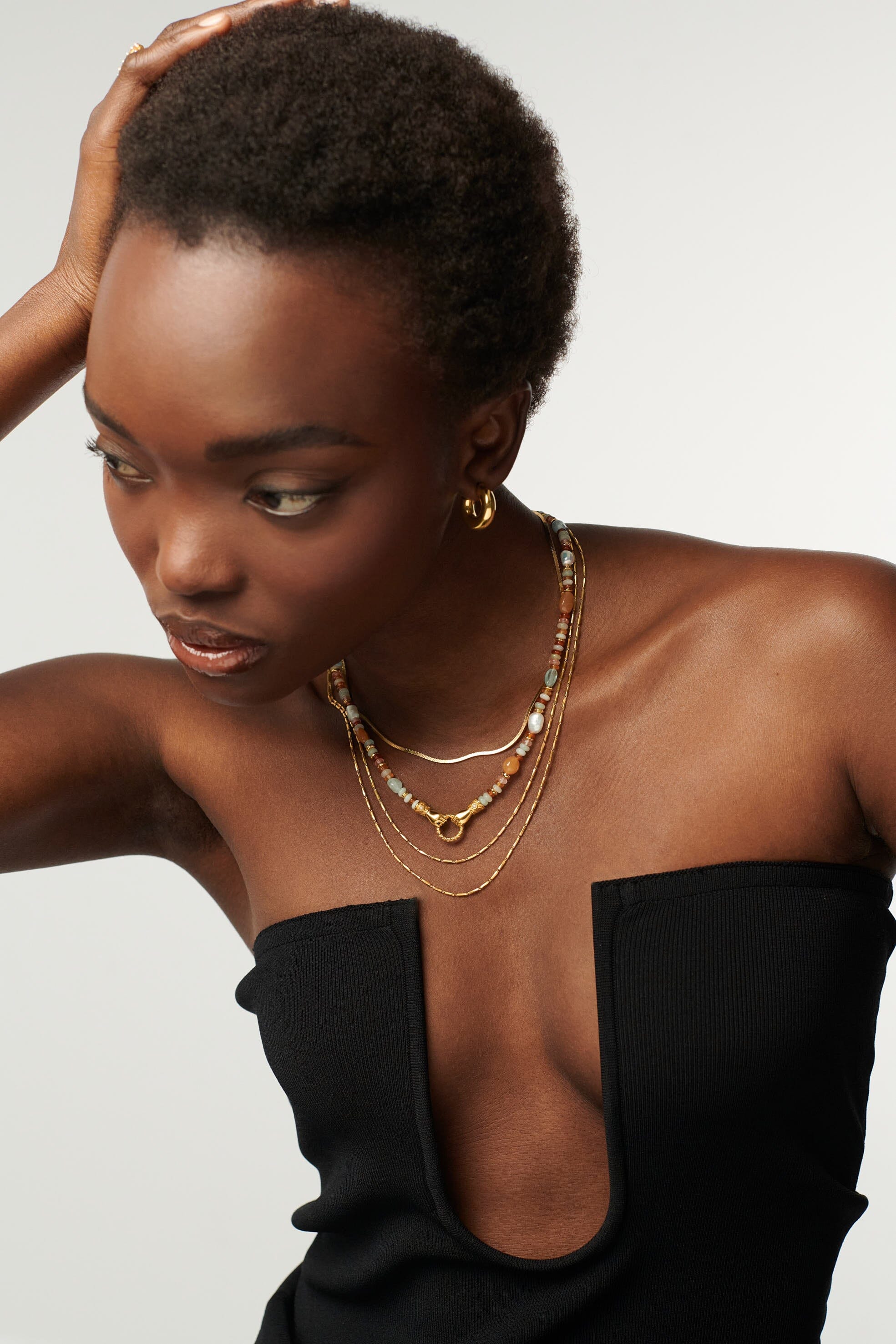 Beaded Gemstone Necklace with 18k Gold Plating & Pearls | Harris Reed