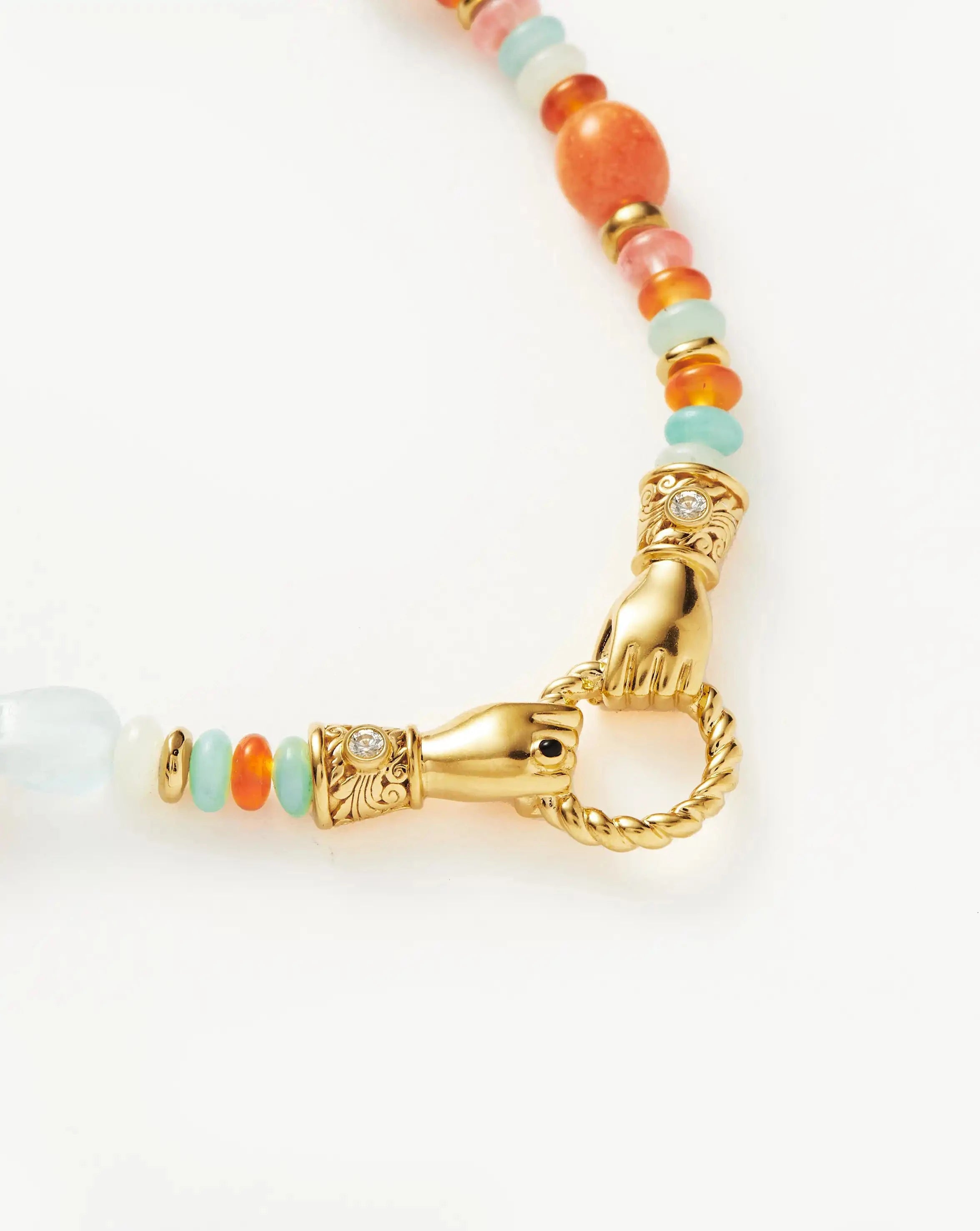 Beaded Gemstone Necklace with 18k Gold Plating & Pearls | Harris Reed