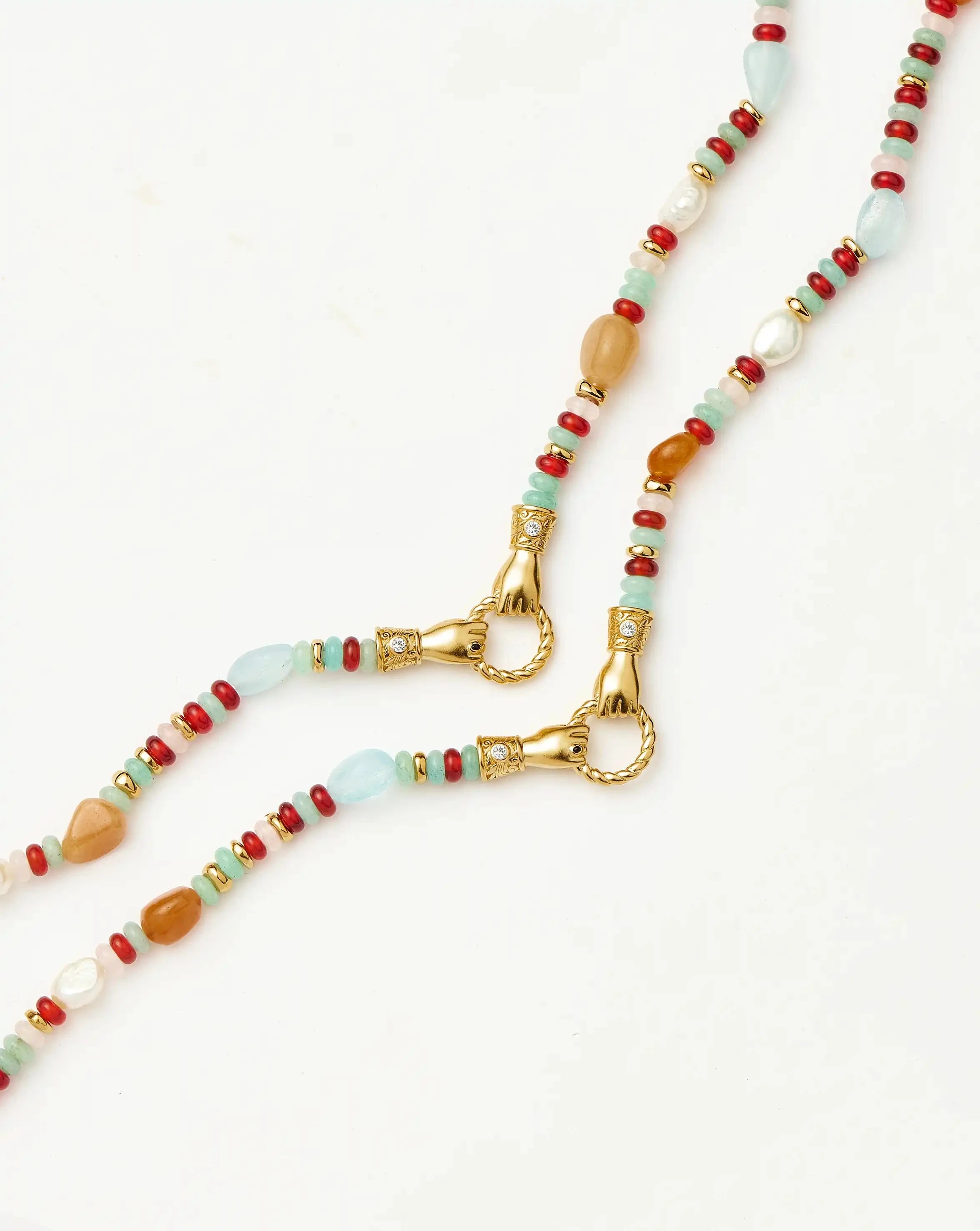 Beaded Gemstone Necklace with 18k Gold Plating & Pearls | Harris Reed
