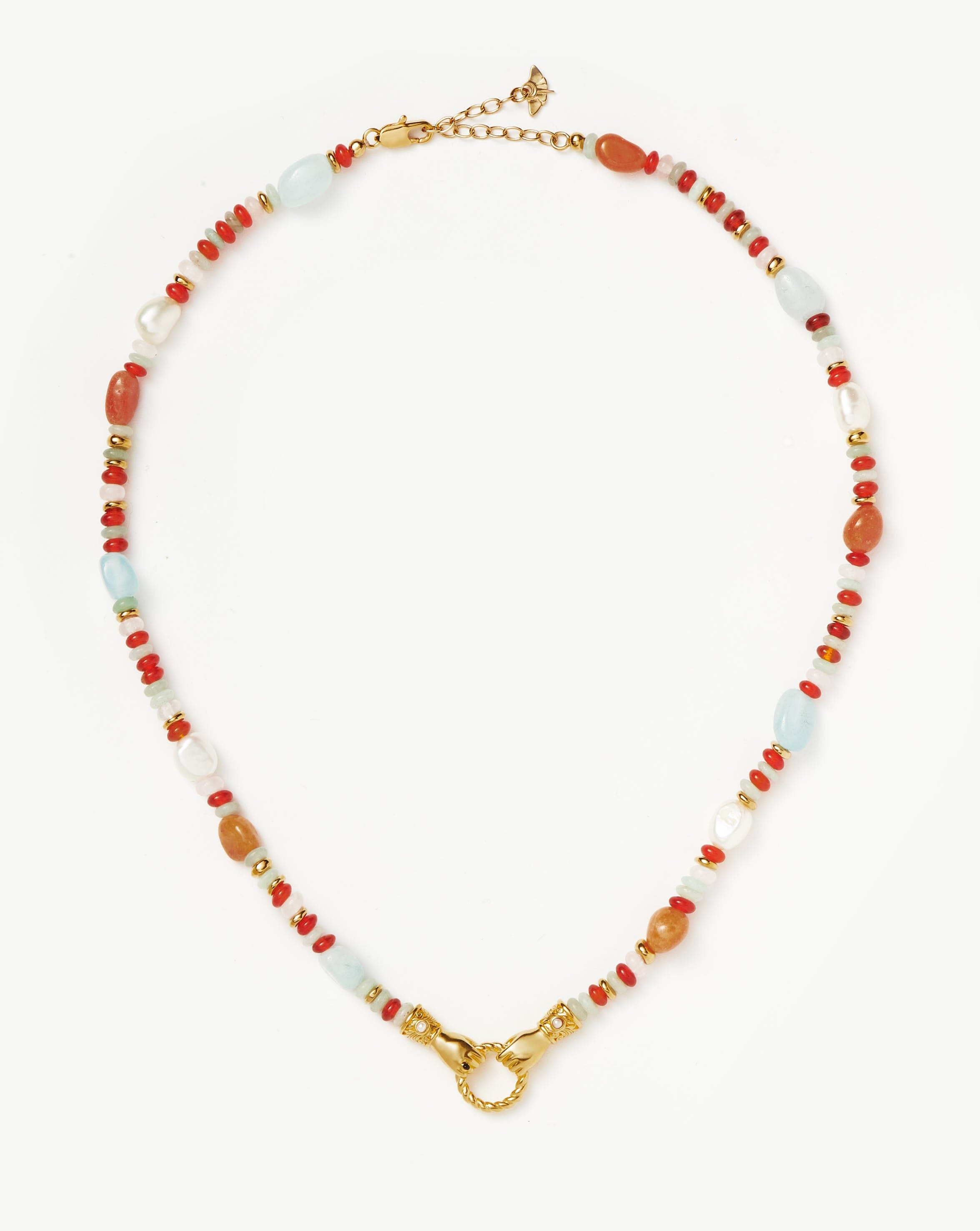 Beaded Gemstone Necklace with 18k Gold Plating & Pearls | Harris Reed