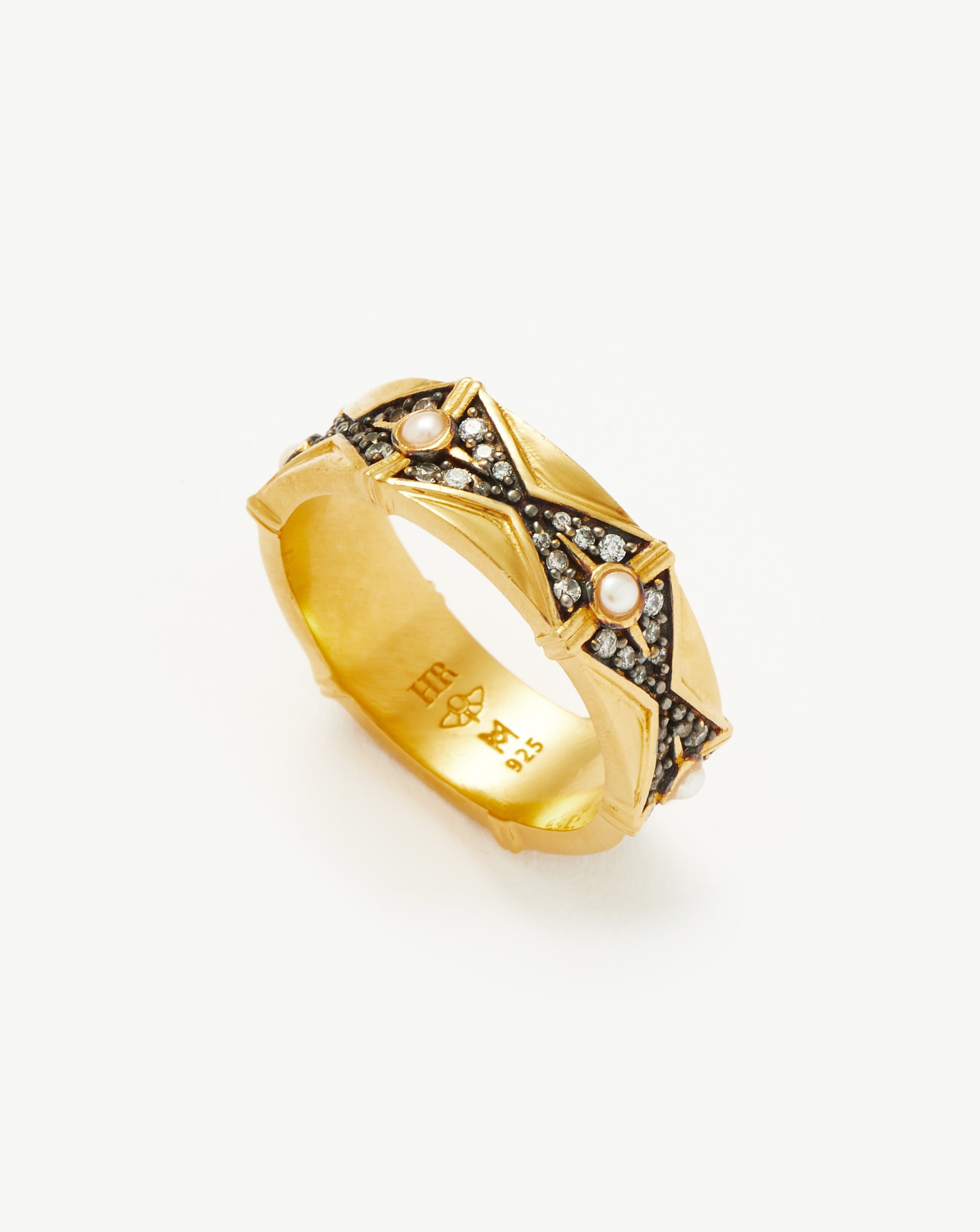 Pearl & Pavé Statement Ring in Recycled Gold Vermeil | Harris Reed x Missoma