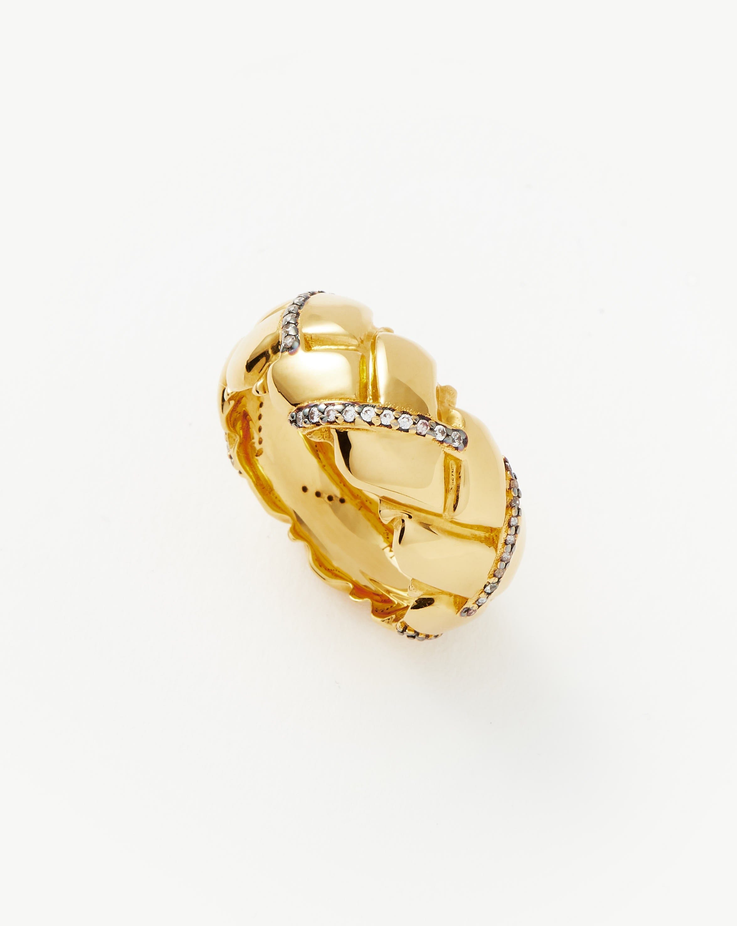 Chunky Pavé Waffle Ring in 18k Gold Plated Brass | Lucy Williams