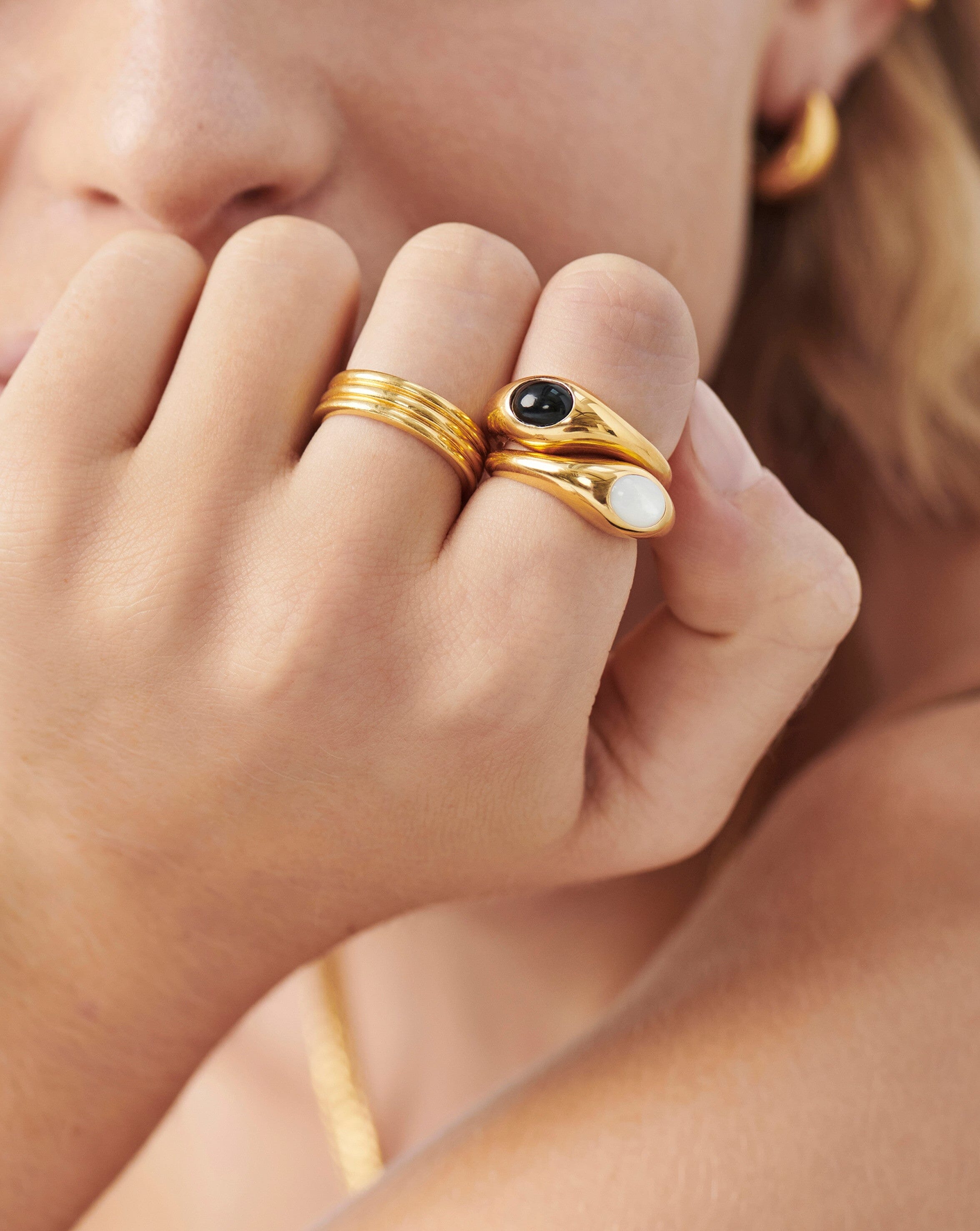 Mother of Pearl Stacking Ring | 18k Gold Vermeil Handcrafted Jewelry | Savi