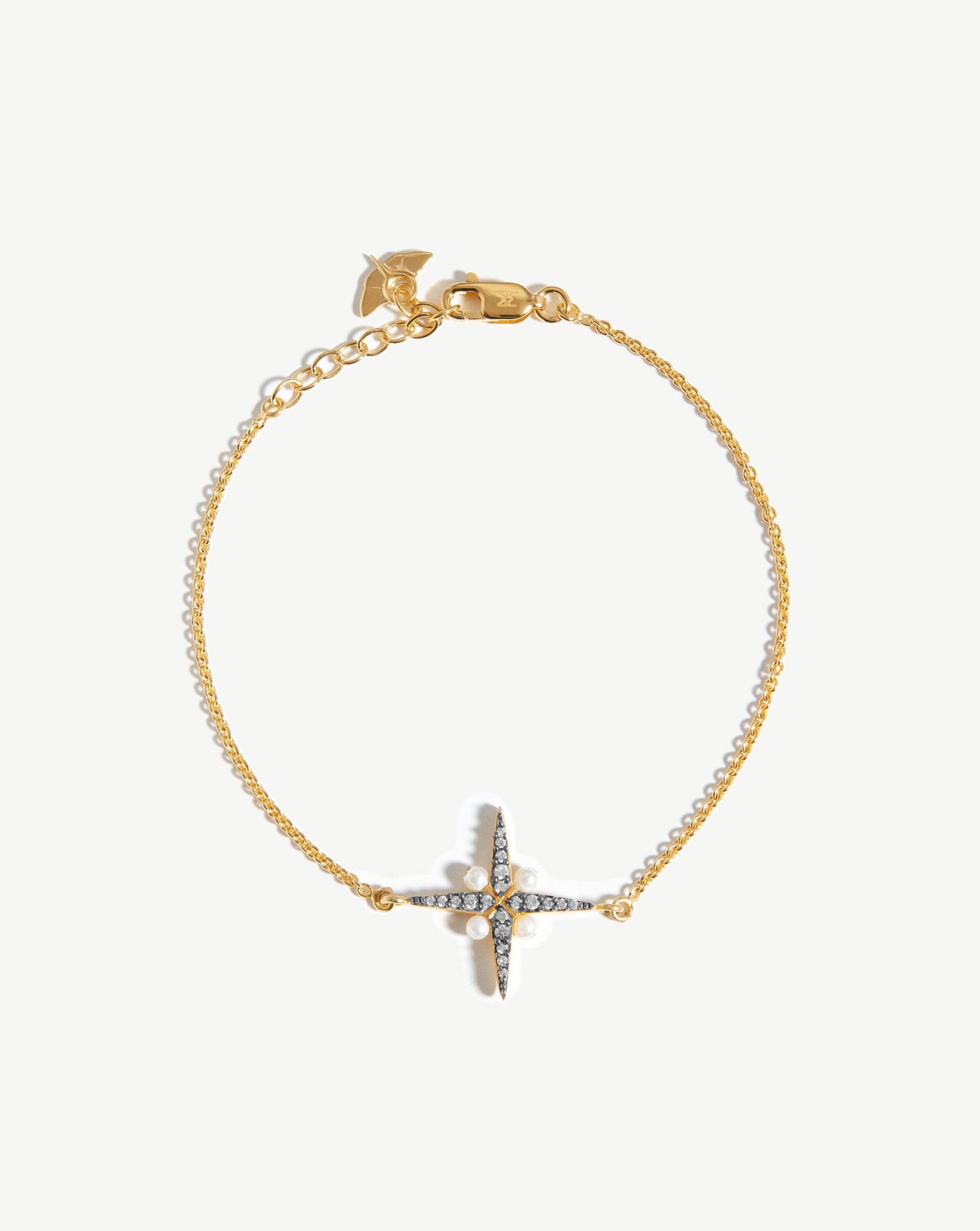 Pearl & Gold Vermeil Star Bracelet with Cubic Zirconia | Harris Reed
