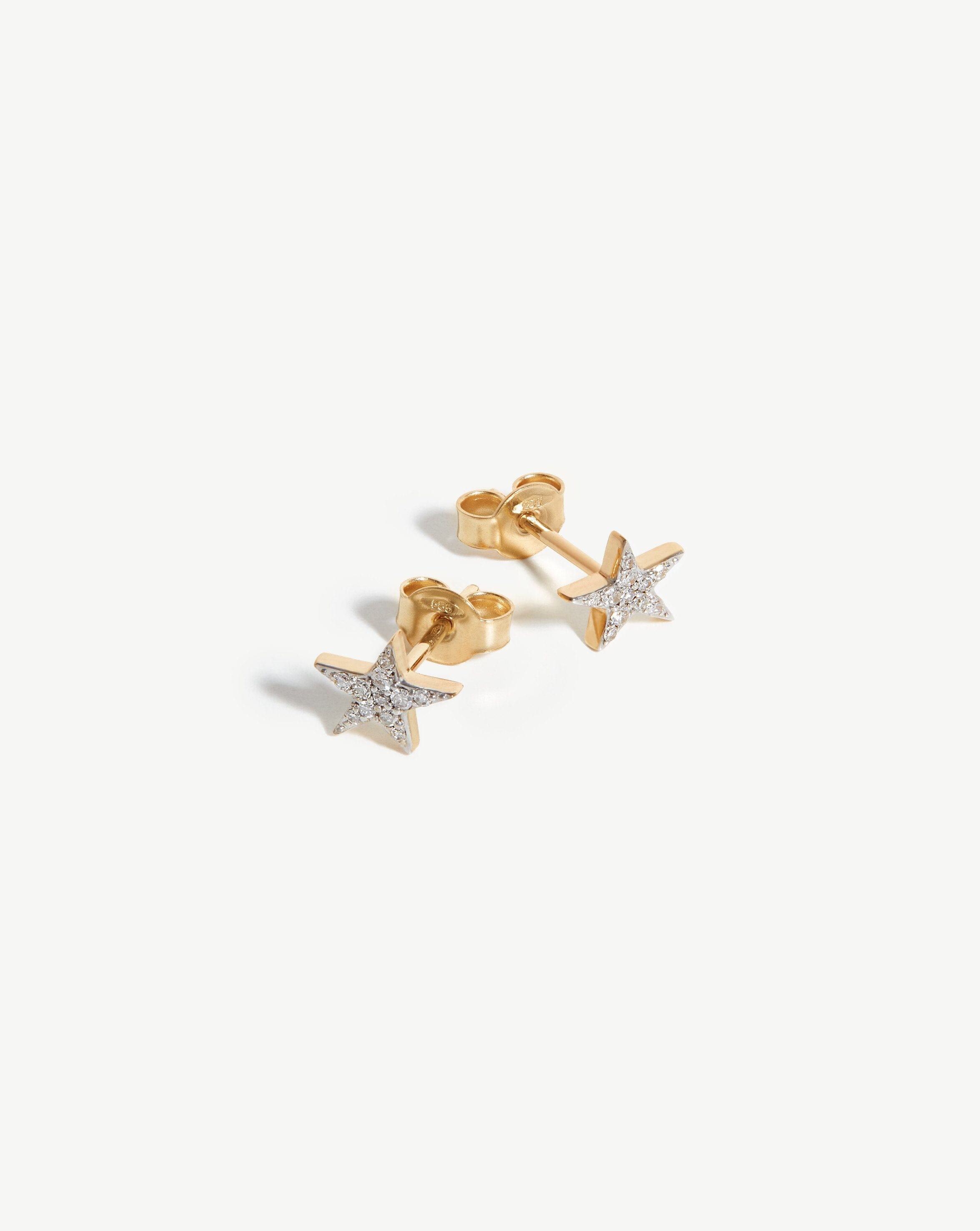14k Gold Diamond Star Stud Earrings | Recycled Solid Gold & Conflict-Free