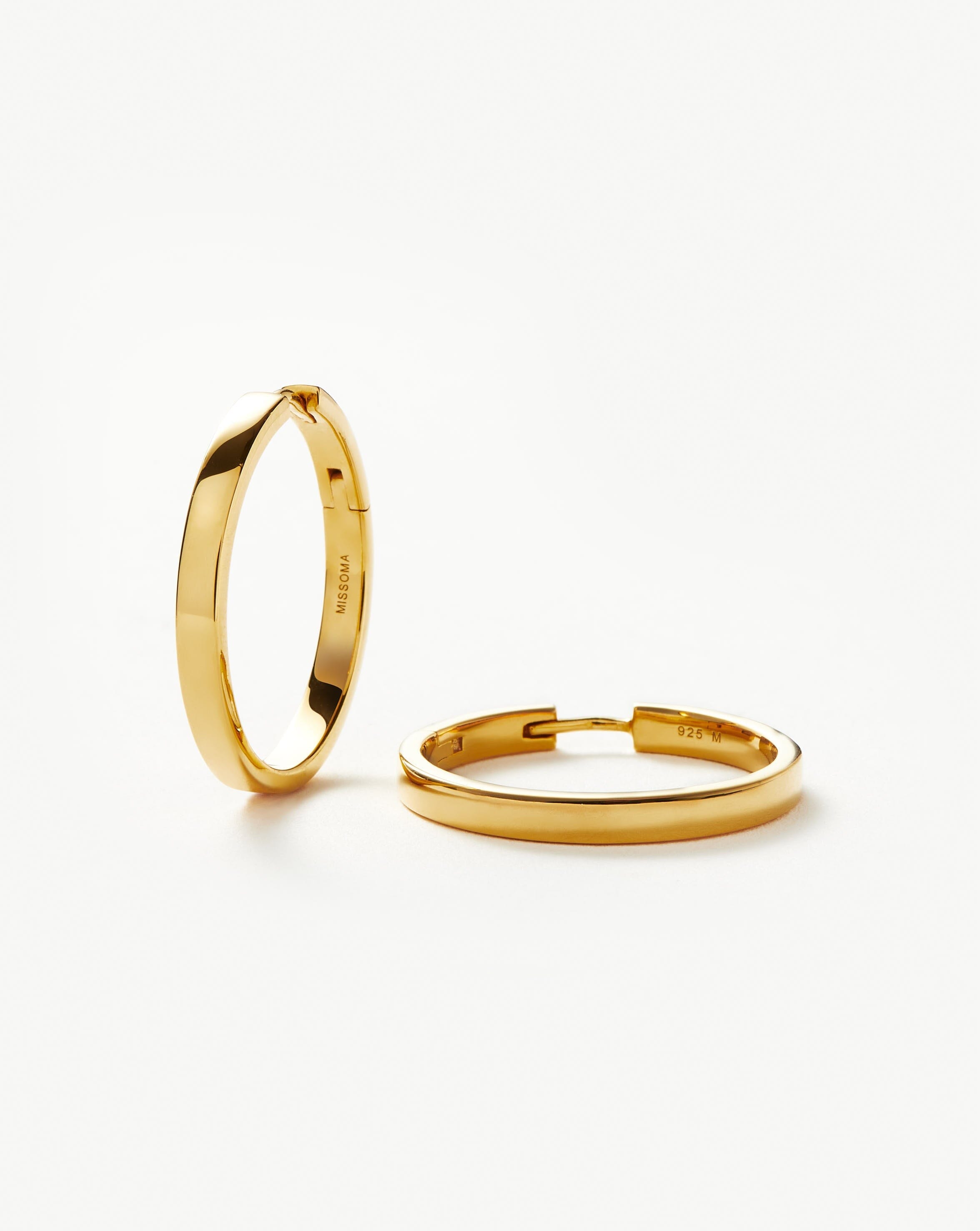 18k Gold Vermeil Flat Hoop Earrings | Classic Medium Hoops