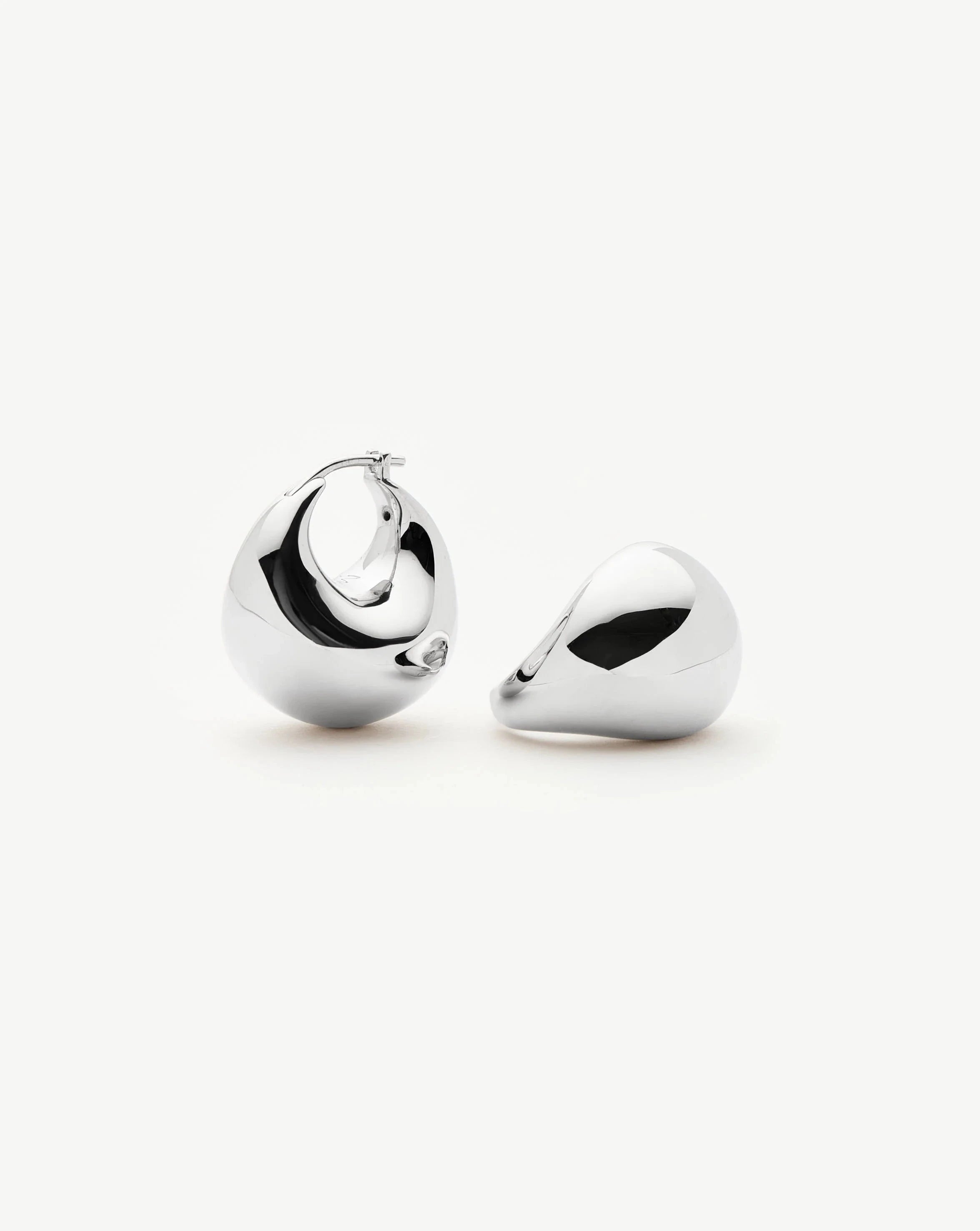 Chunky Dome Hoop Earrings | Sculptural Silver Plated Design