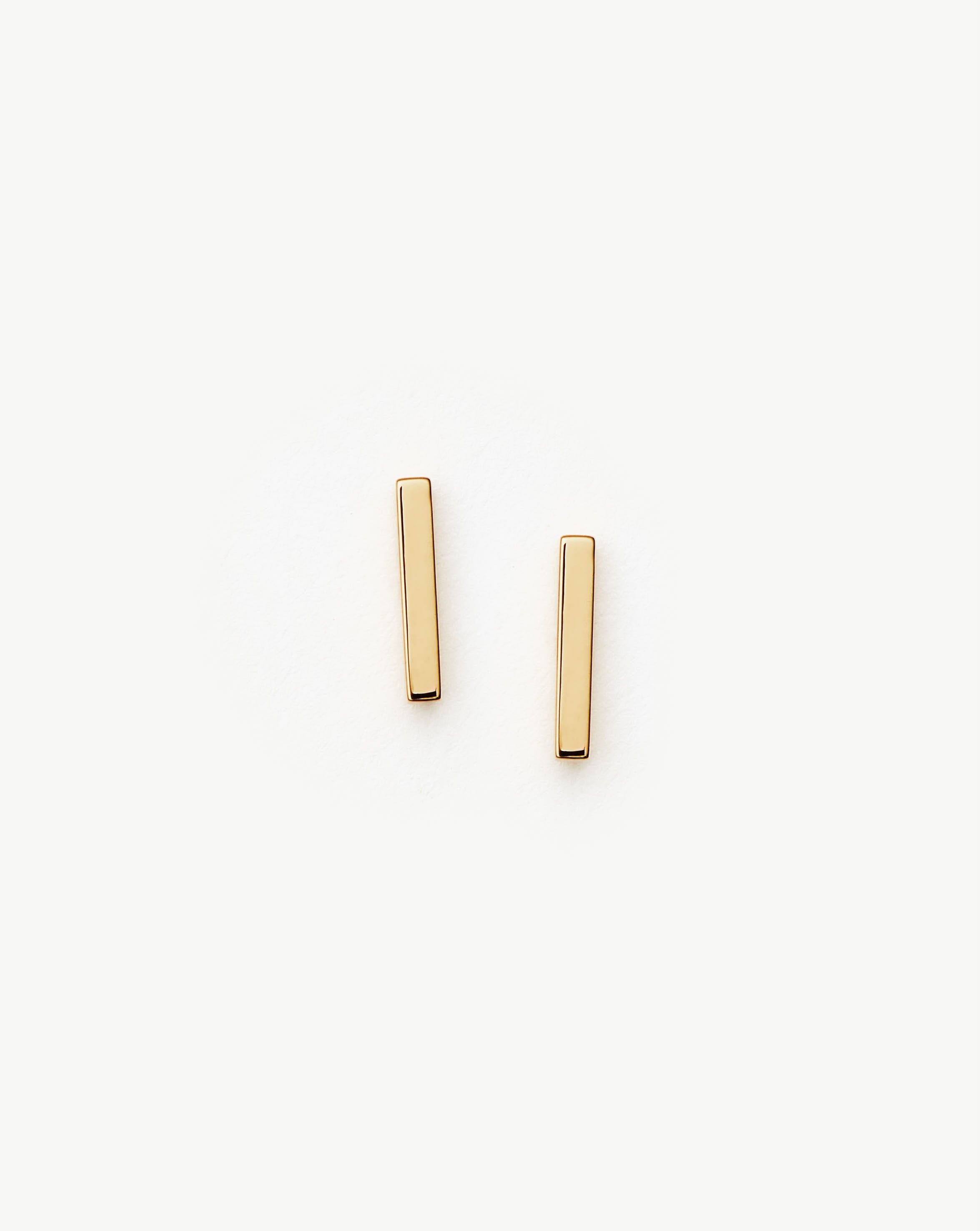14k Solid Gold Bar Stud Earrings for Everyday Wear | Recycled Gold