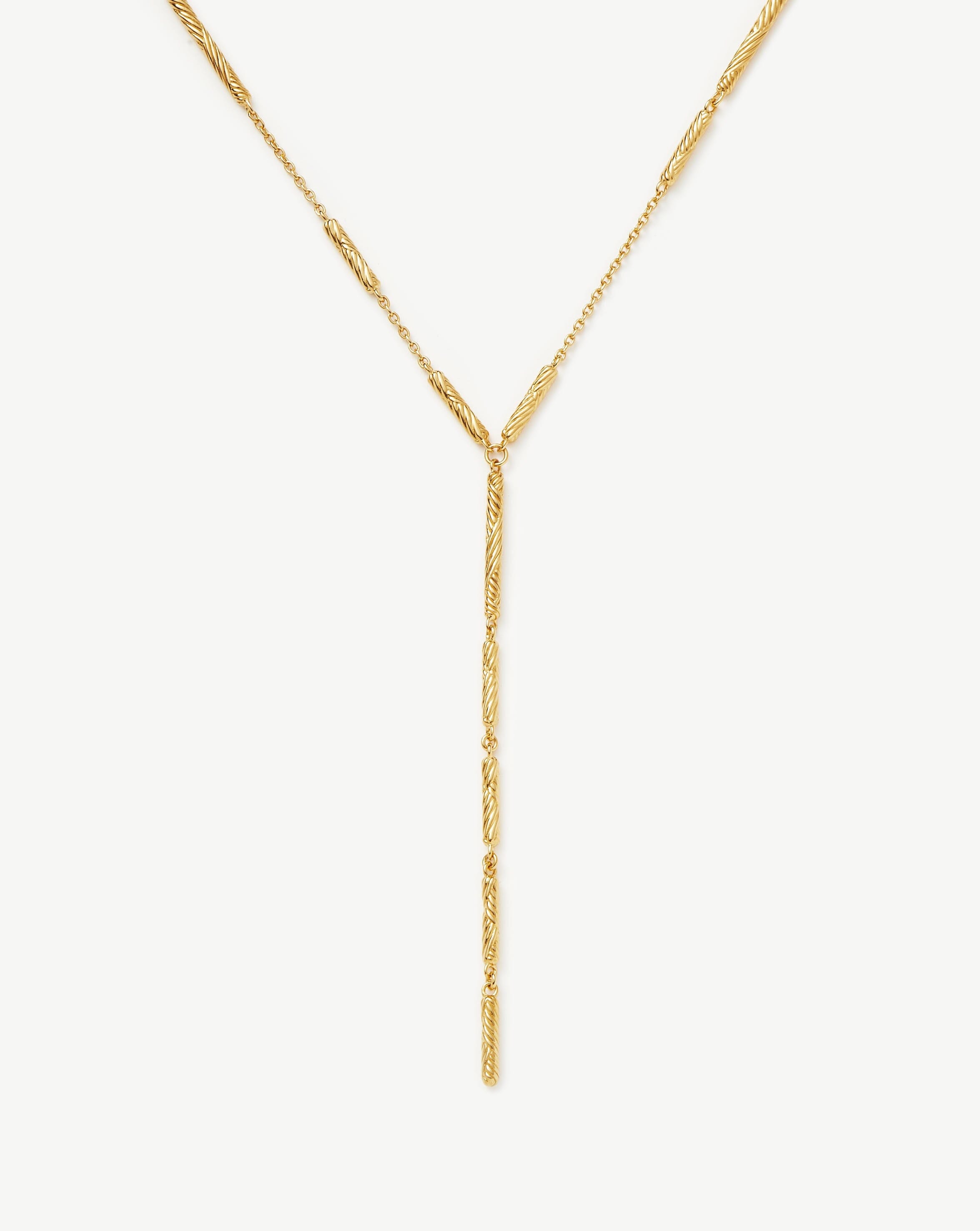 Textured Lariat Chain Necklace in 18k Gold | Wavy Ridge