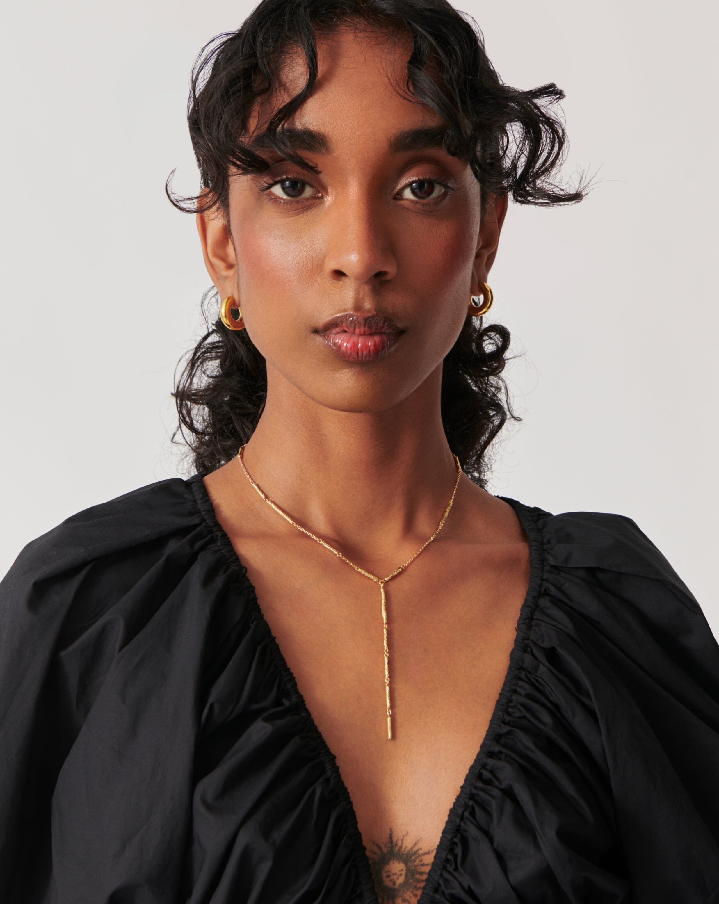 Textured Lariat Chain Necklace in 18k Gold | Wavy Ridge