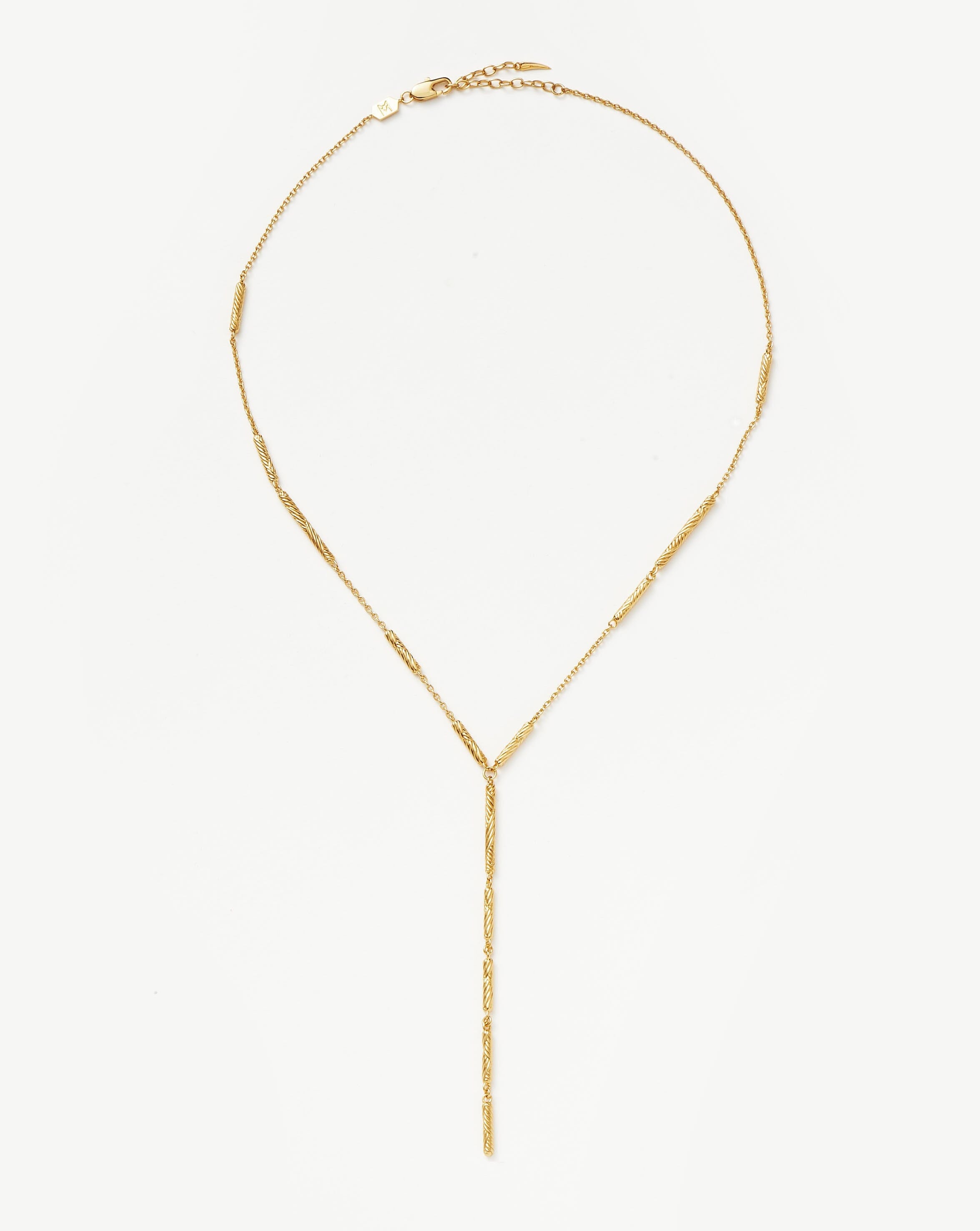 Textured Lariat Chain Necklace in 18k Gold | Wavy Ridge