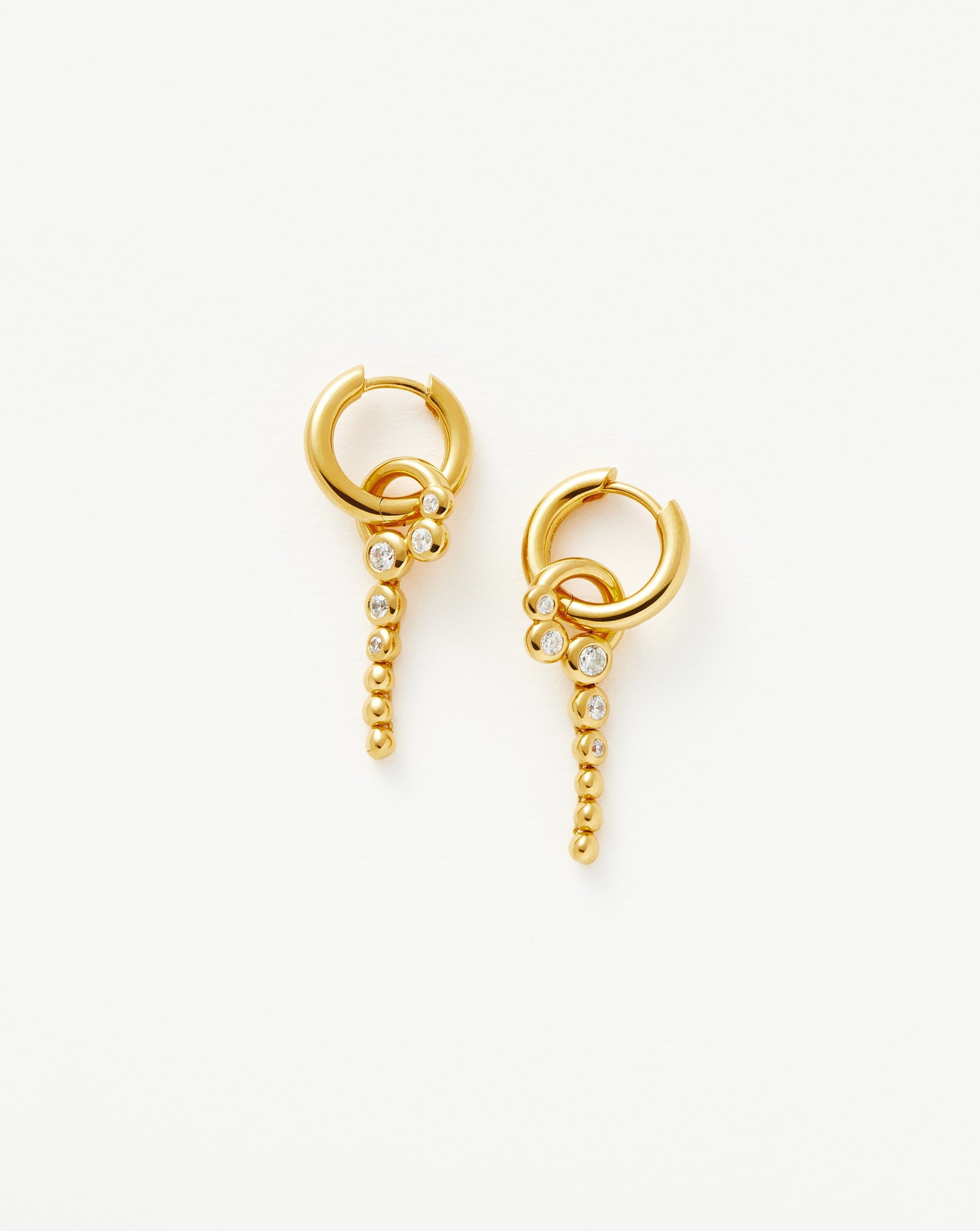 Beaded Gold Hoop Earrings with Cubic Zirconia Stones | GU-G-E6-CZ