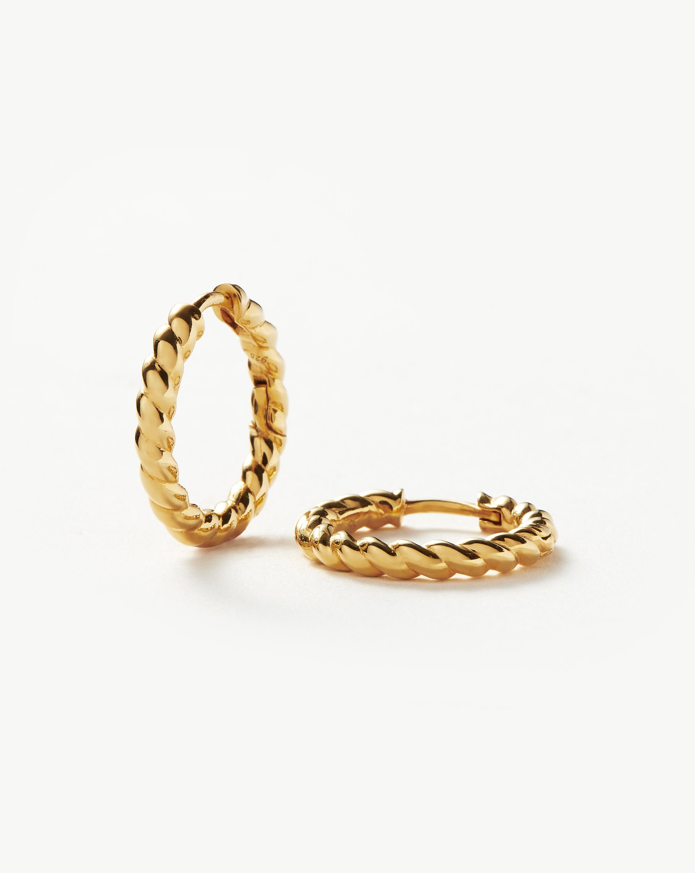 Twisted Helical Hoop Earrings in 18k Gold Vermeil | Lightweight & Hidden Hinge