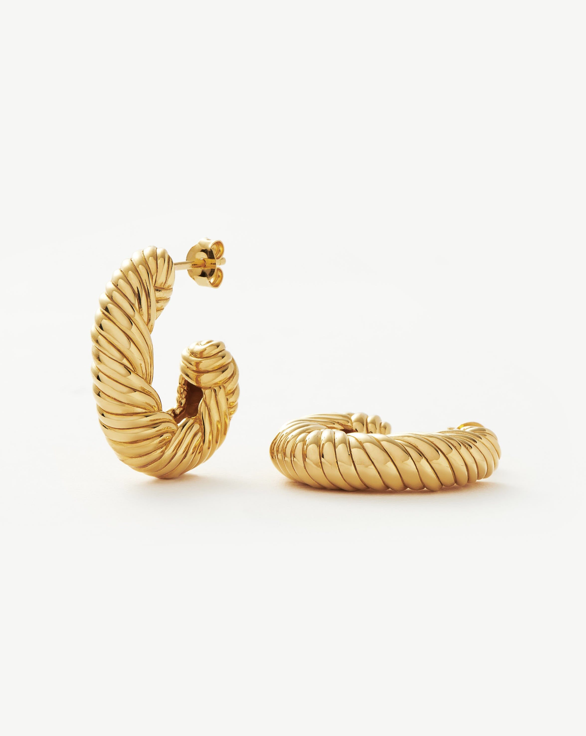 Twisted Ridge Hoop Earrings in 18k Gold Plated Brass | Wavy Ridge
