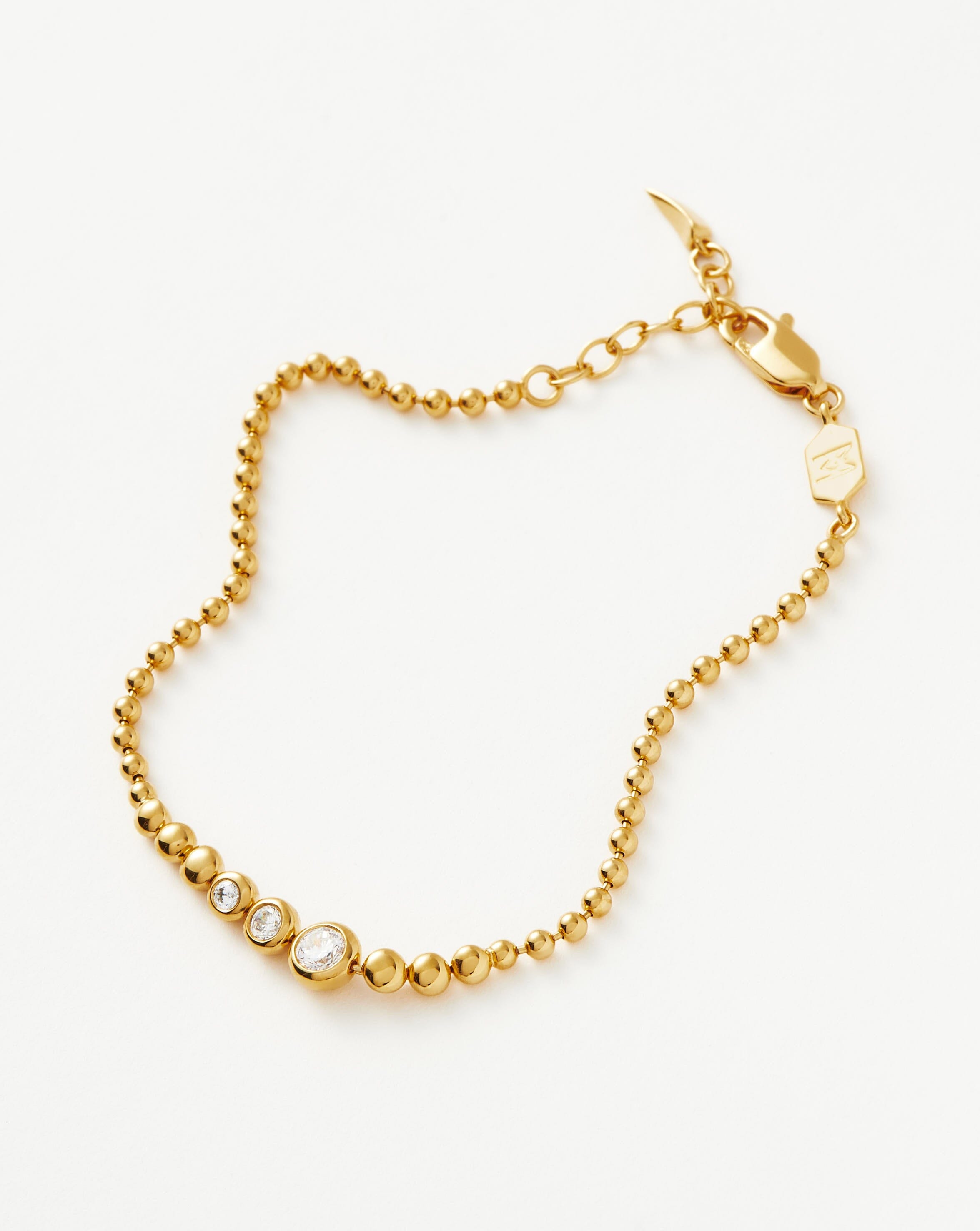 Elegant Beaded Tennis Bracelet with Cubic Zirconia | 18k Gold Vermeil