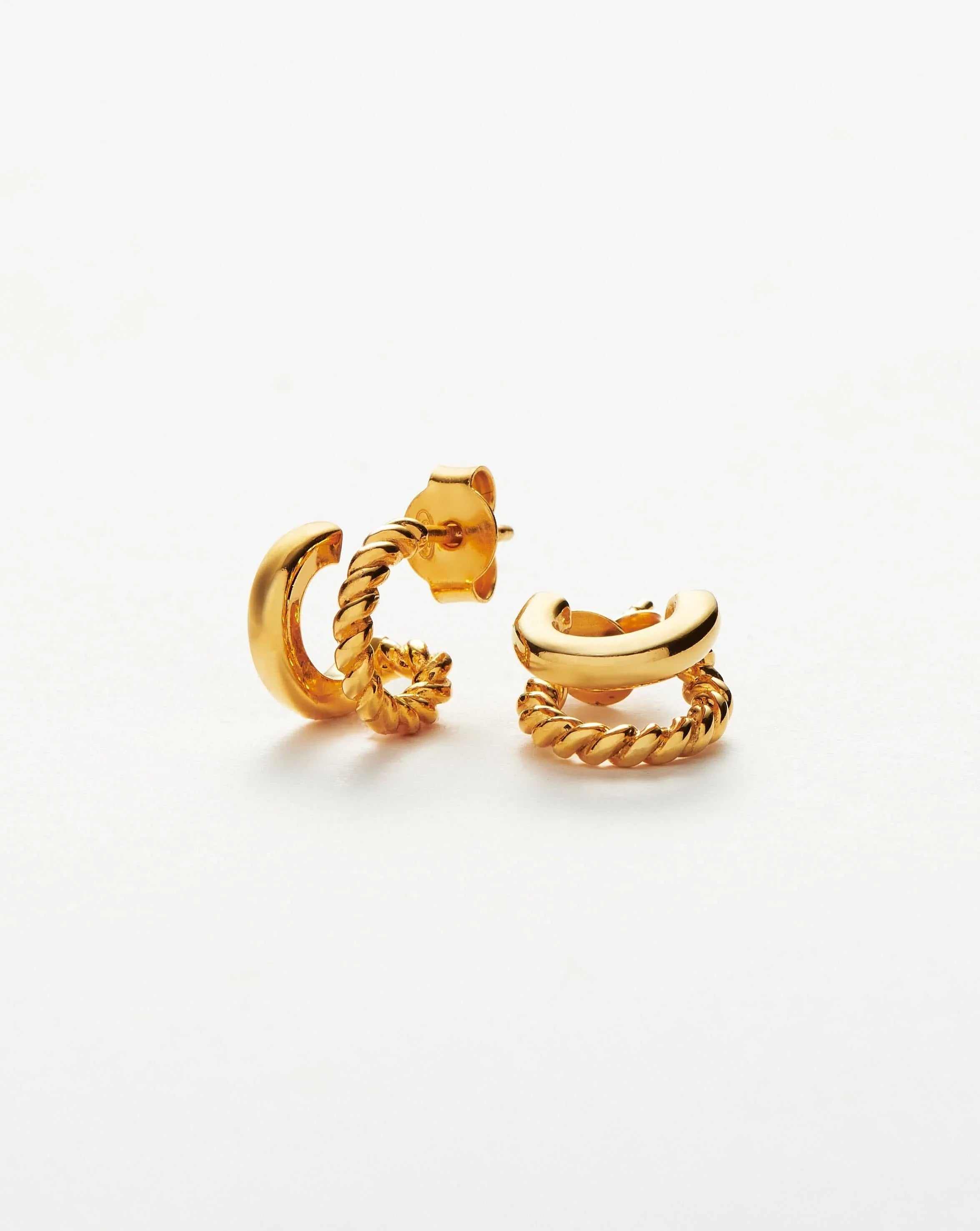 Double Huggie Hoop Earrings in 18k Gold Vermeil | Recycled Metal