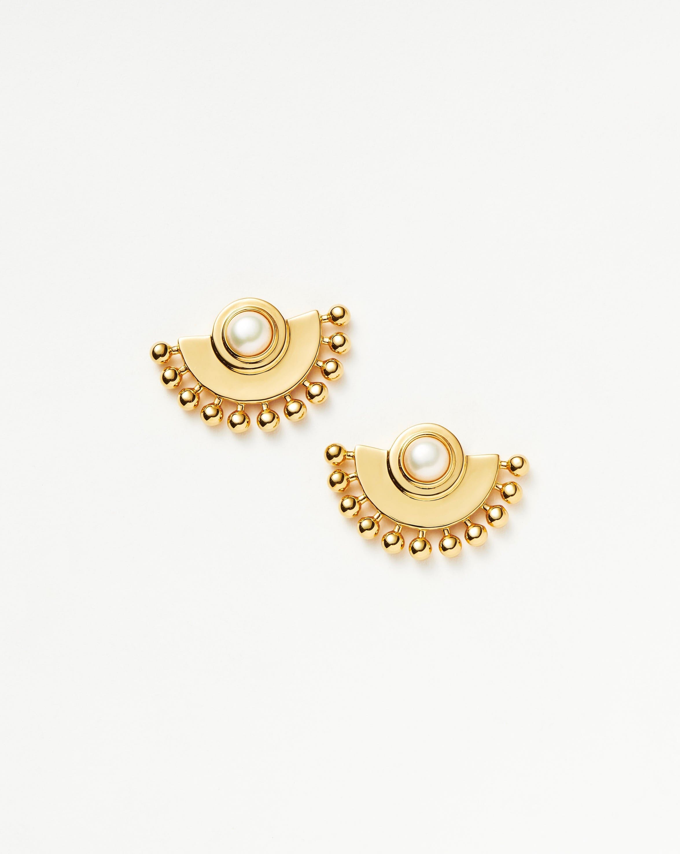 Pearl Fan Stud Earrings in 18k Gold Plating | Zenyu Collection