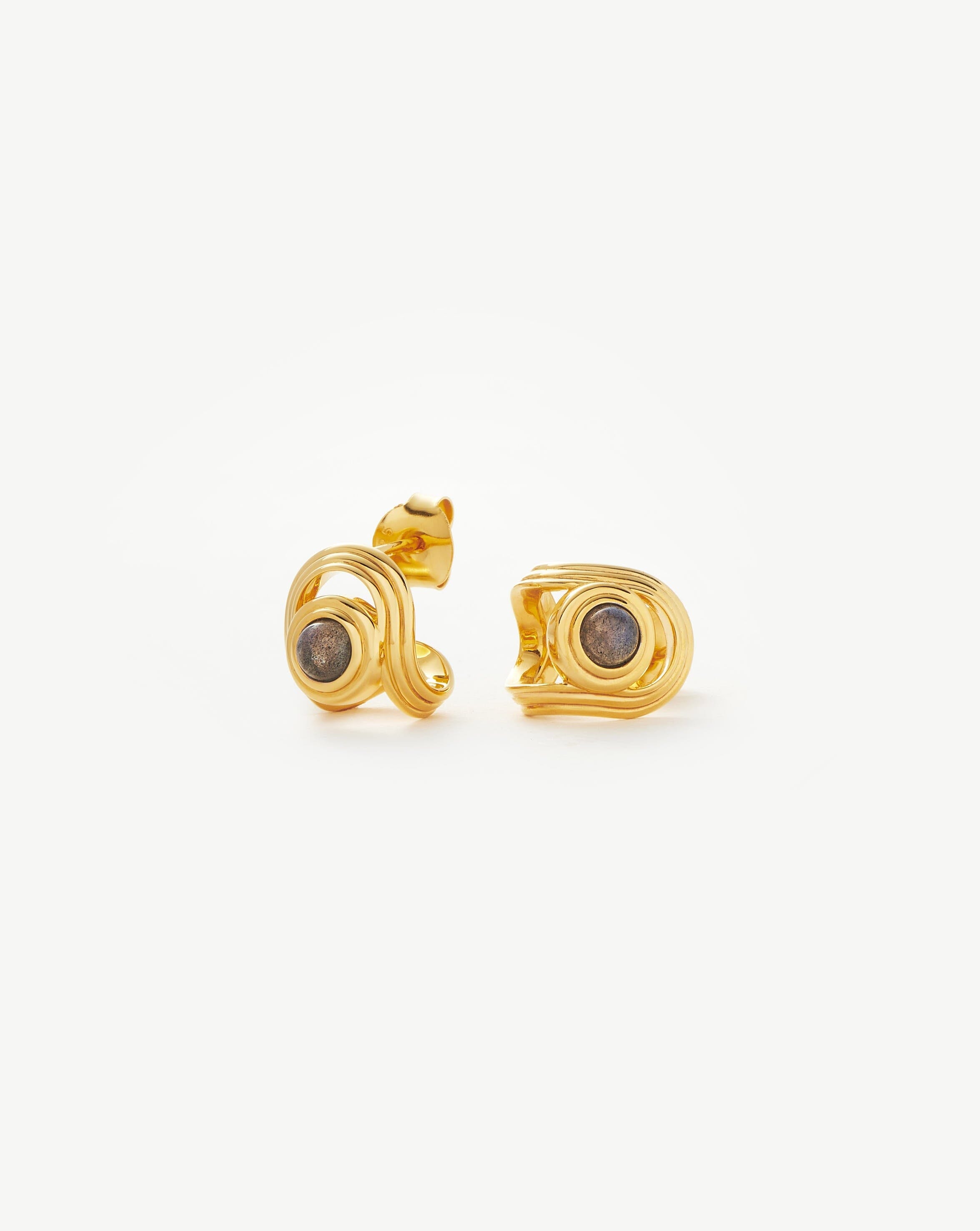 Labradorite Stud Earrings in 18k Gold Vermeil | Zenyu Link