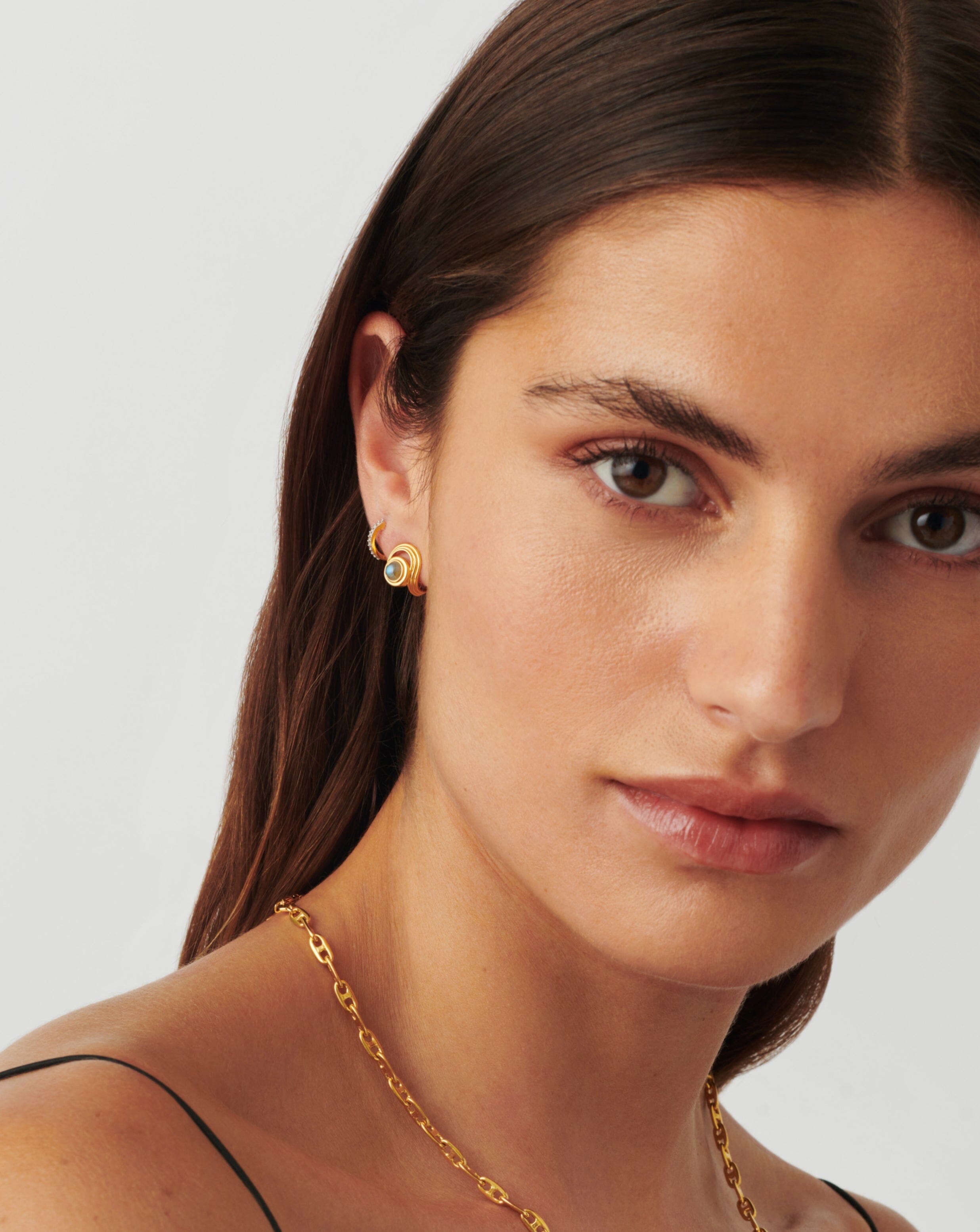 Labradorite Stud Earrings in 18k Gold Vermeil | Zenyu Link