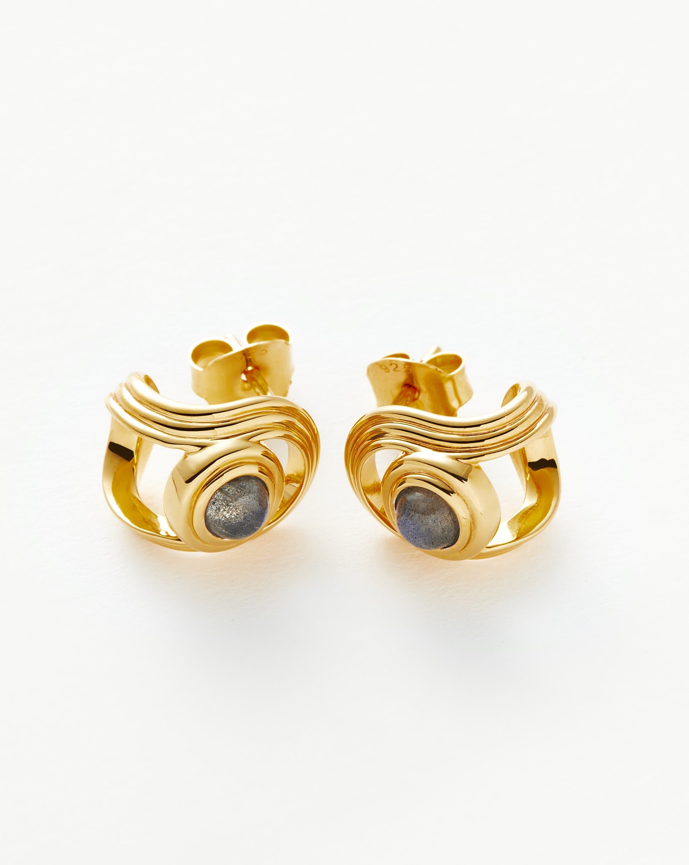Labradorite Stud Earrings in 18k Gold Vermeil | Zenyu Link