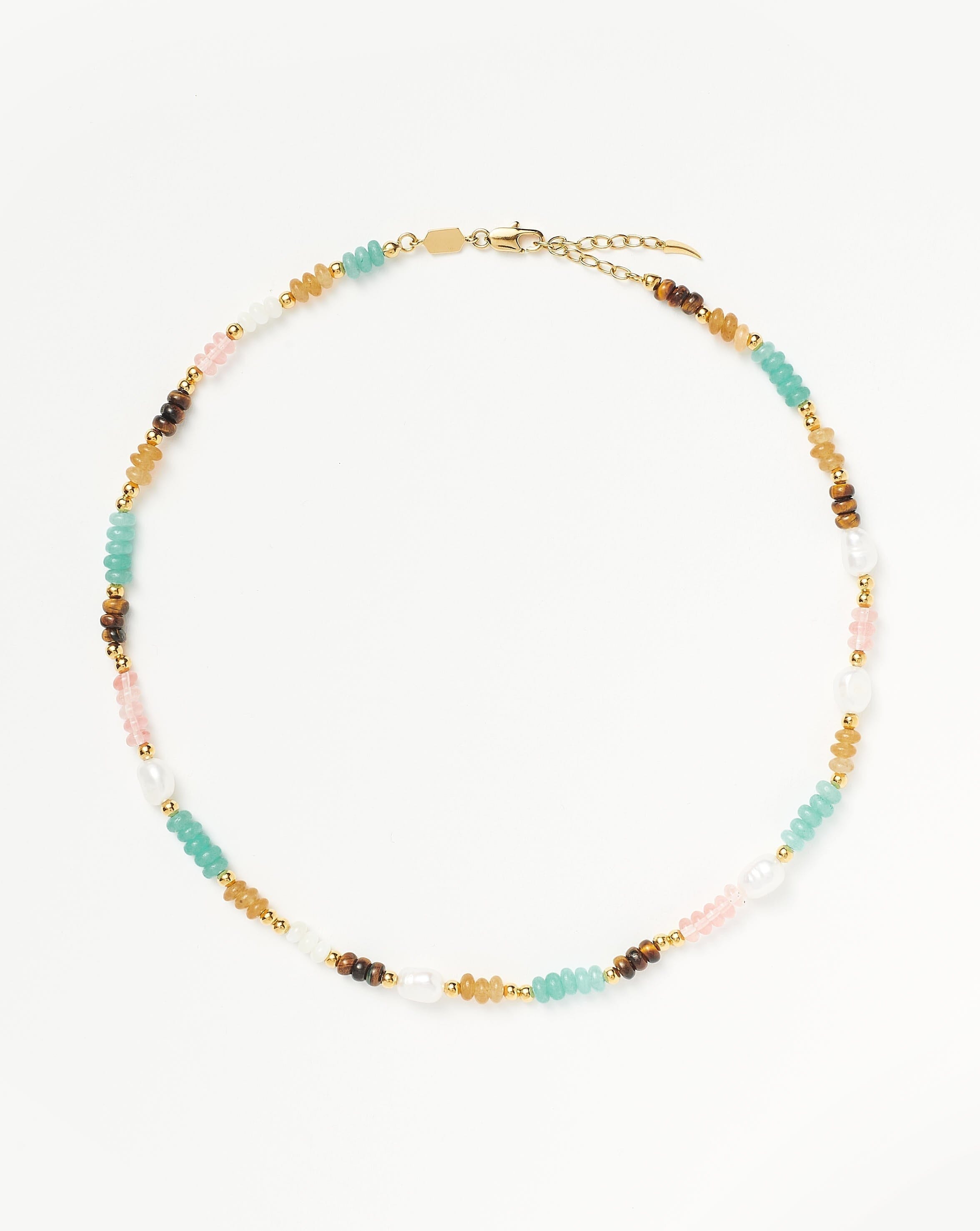 Gemstone Beaded Choker with Pearls & Recycled Gold | Good Vibes