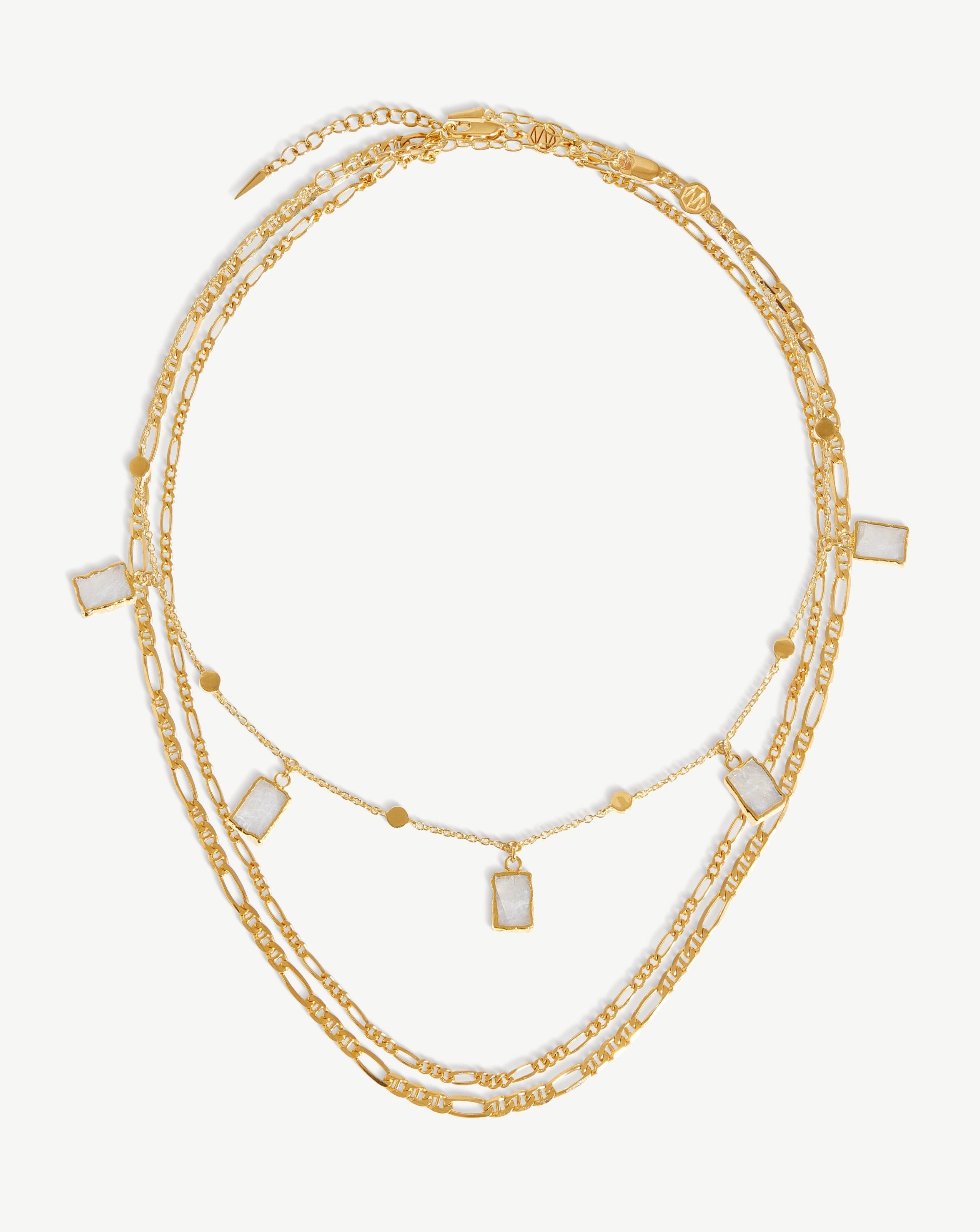 Rainbow Moonstone Layered Necklace Set | Lena & Filia Gold-Plated