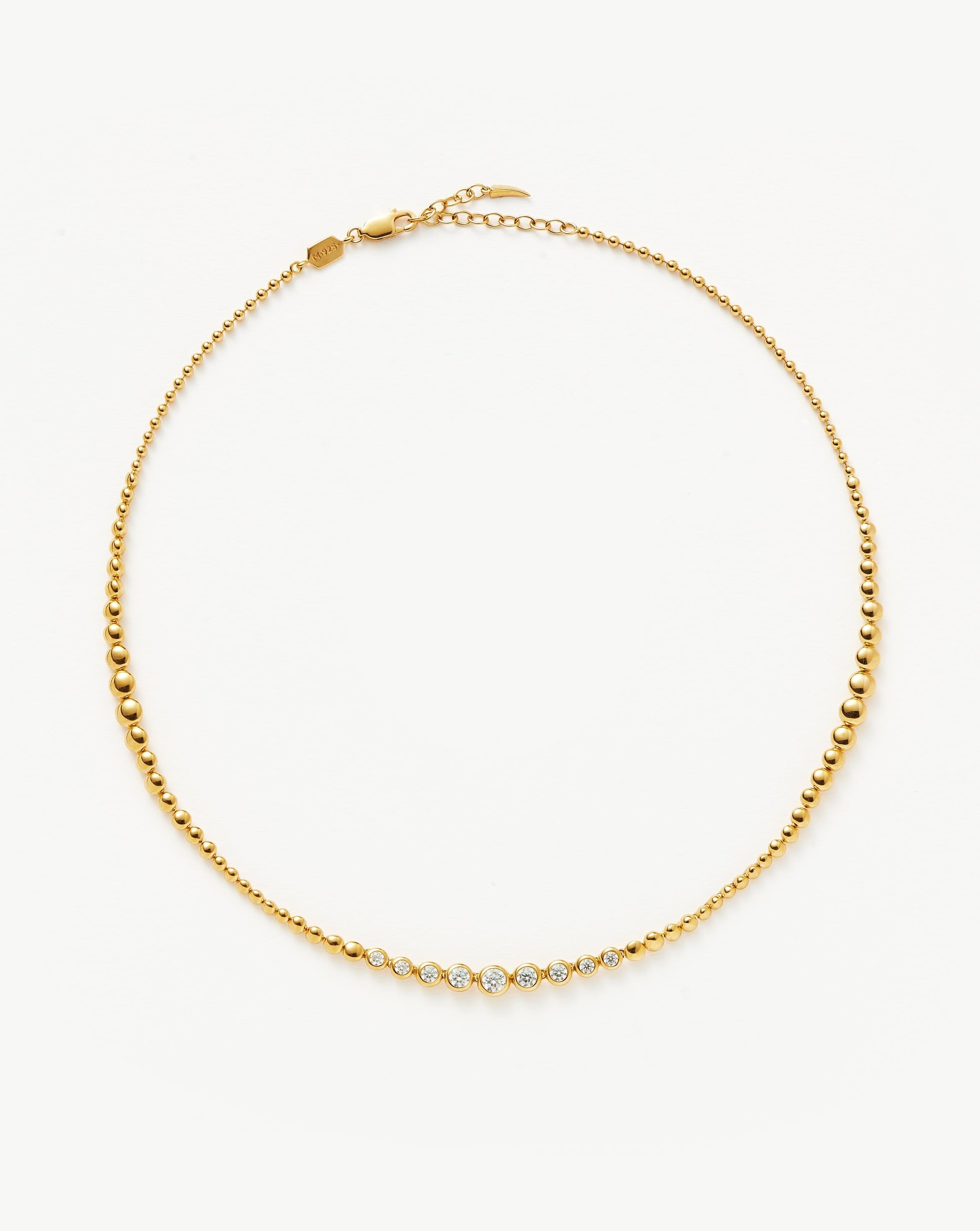 Tennis Beaded Choker Necklace with Cubic Zirconia | 18k Gold Vermeil
