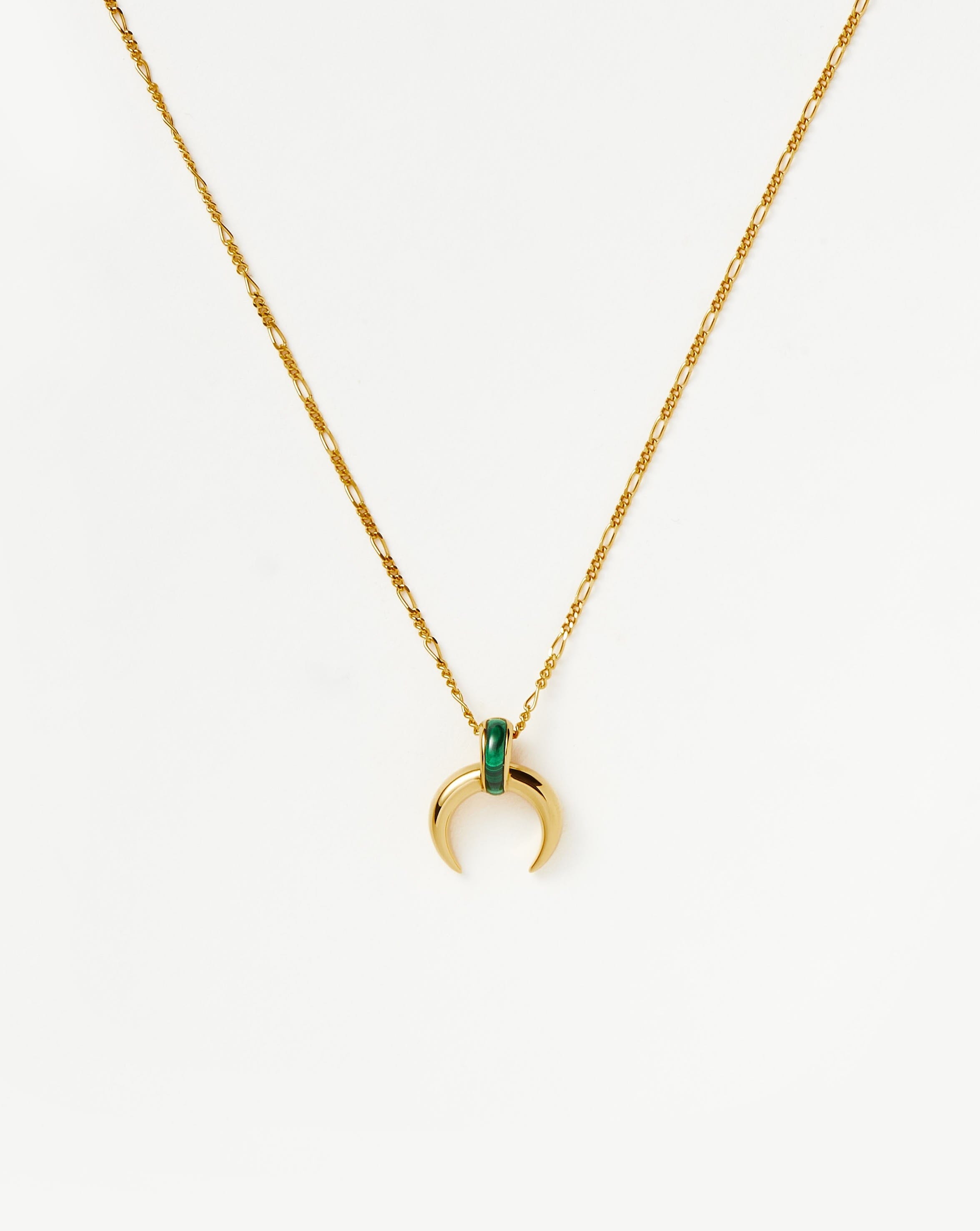 Malachite Horn Pendant Necklace in 18k Gold Vermeil | Lucy Williams