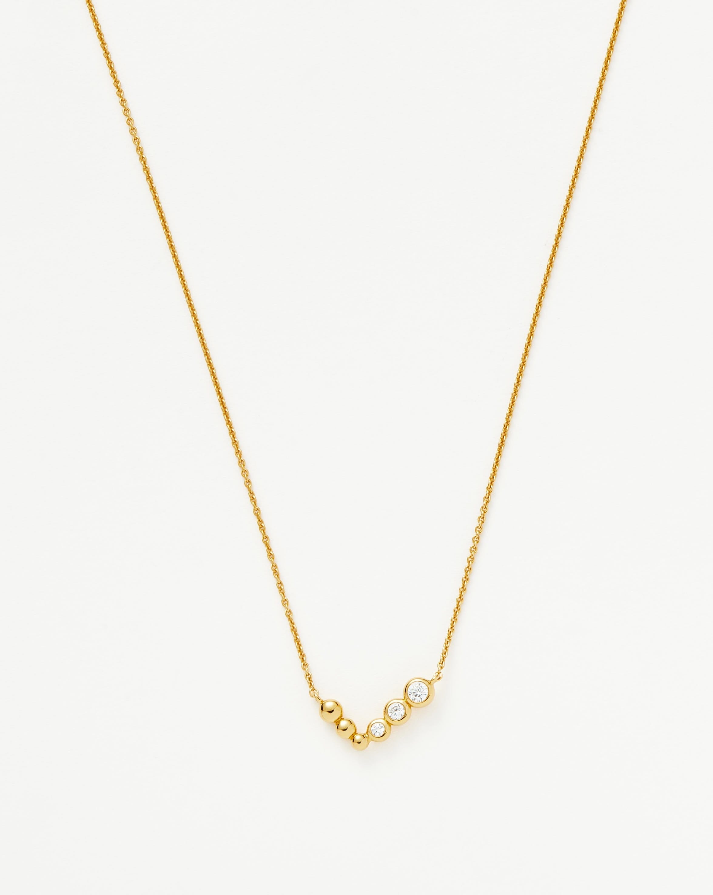 Graduated Beaded Pendant Necklace in Gold Vermeil & Cubic Zirconia