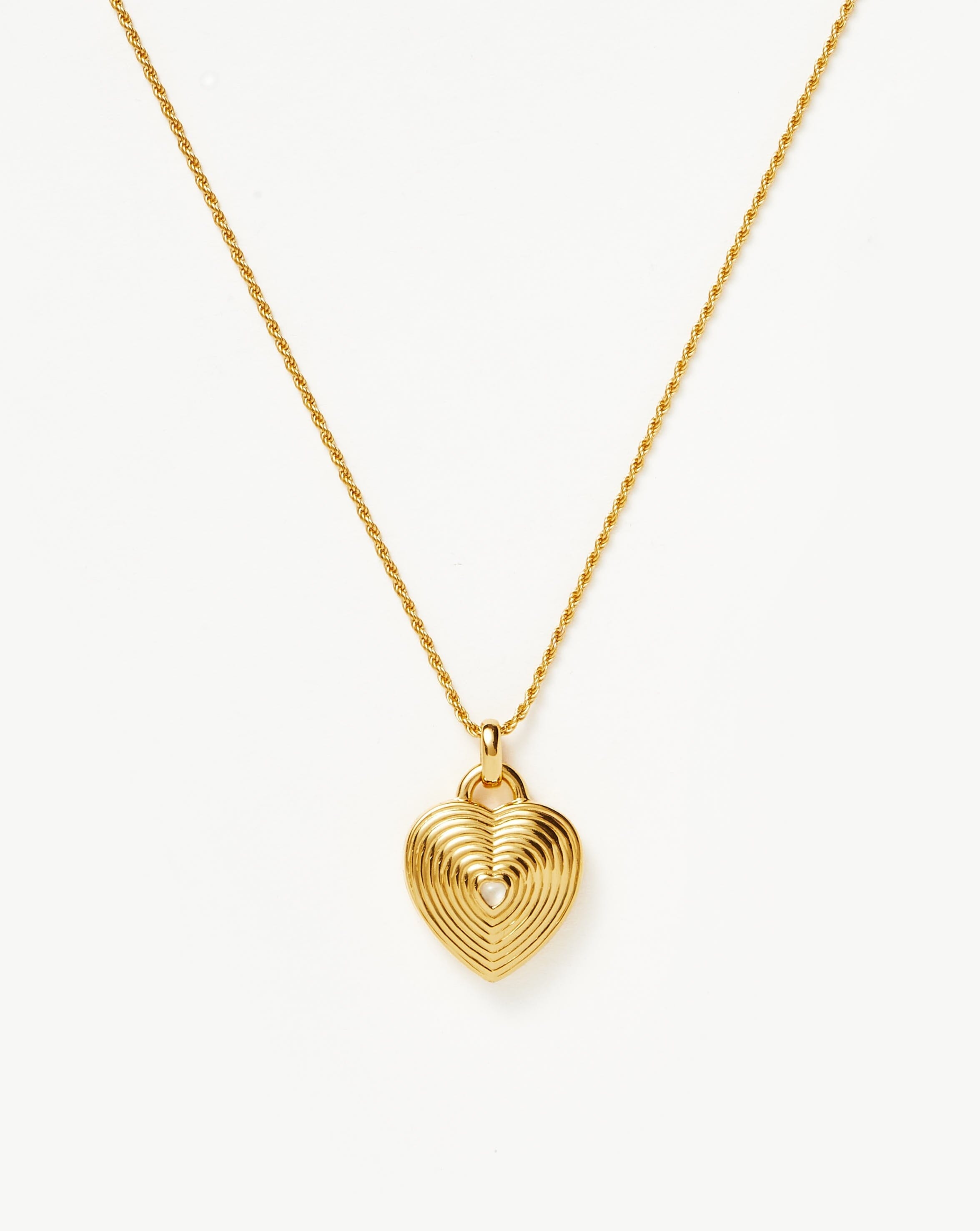 Engravable Heart Locket Necklace with Rainbow Moonstone | 18k Gold Vermeil