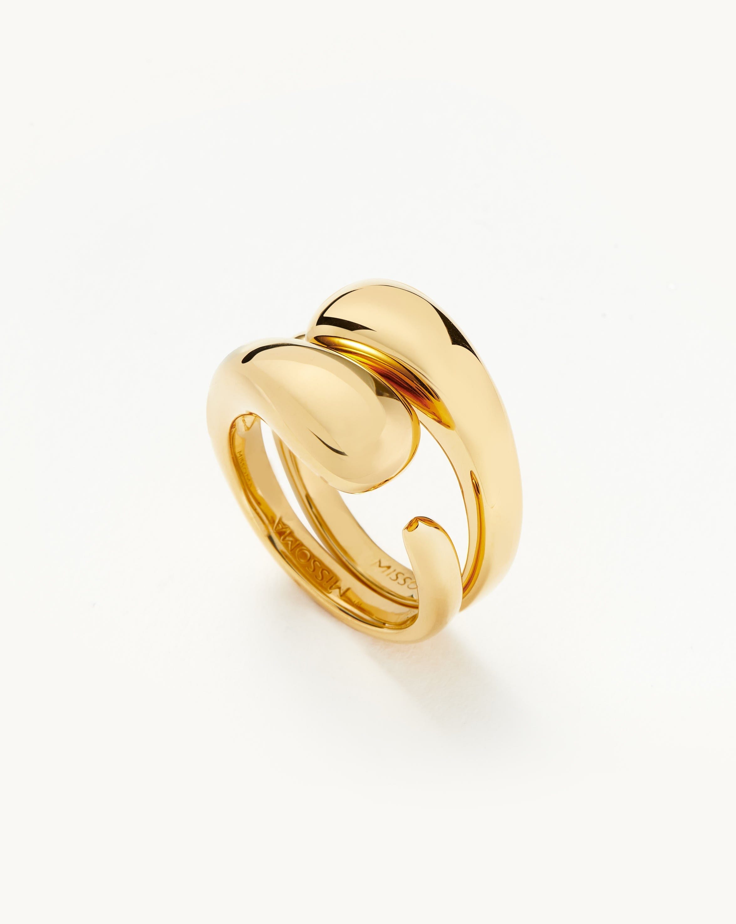 Stackable Gold Plated Ring Set | Molten Double Band