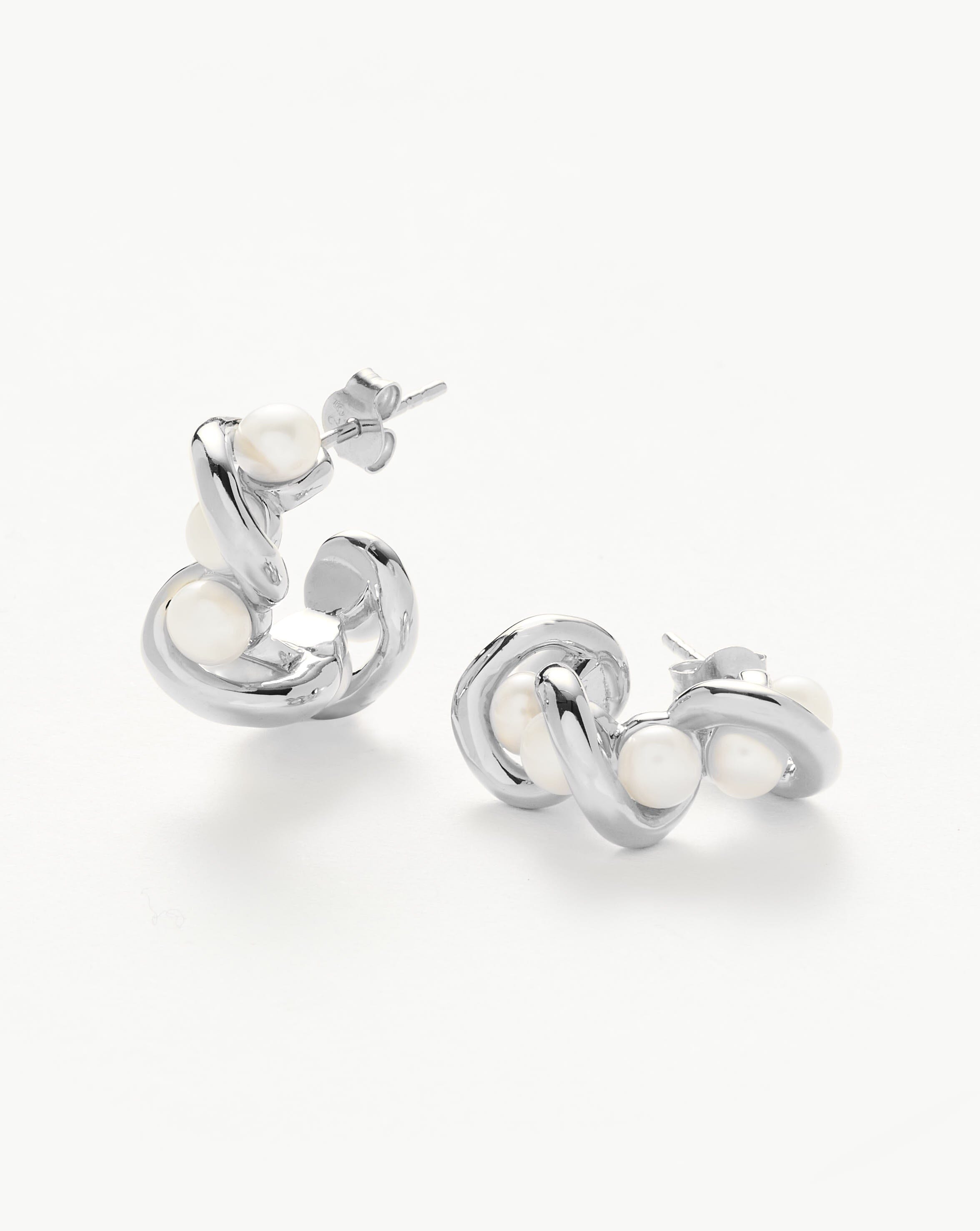 Mini Pearl Hoop Earrings with Twisted Gold Design | Missoma