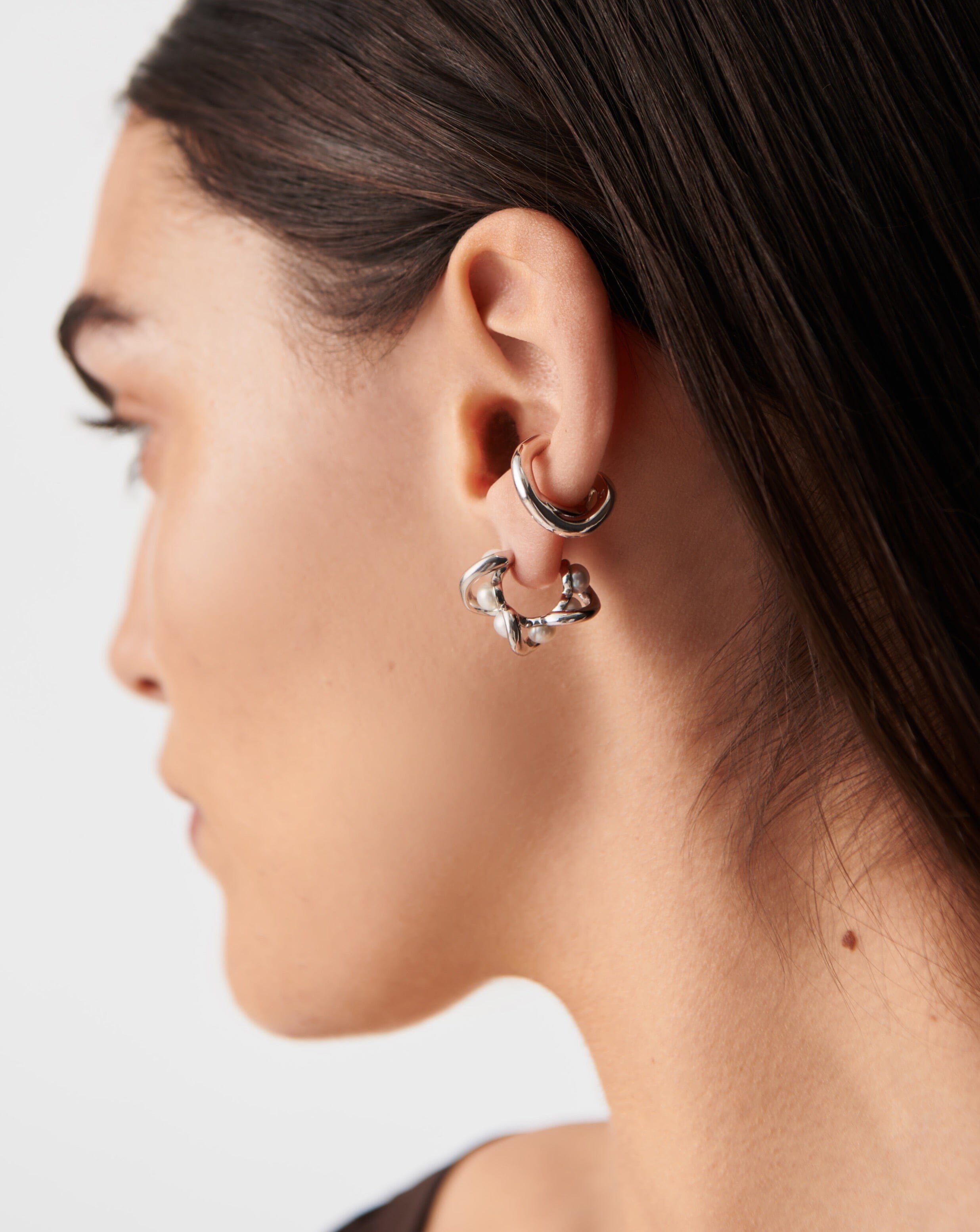 Mini Pearl Hoop Earrings with Twisted Gold Design | Missoma