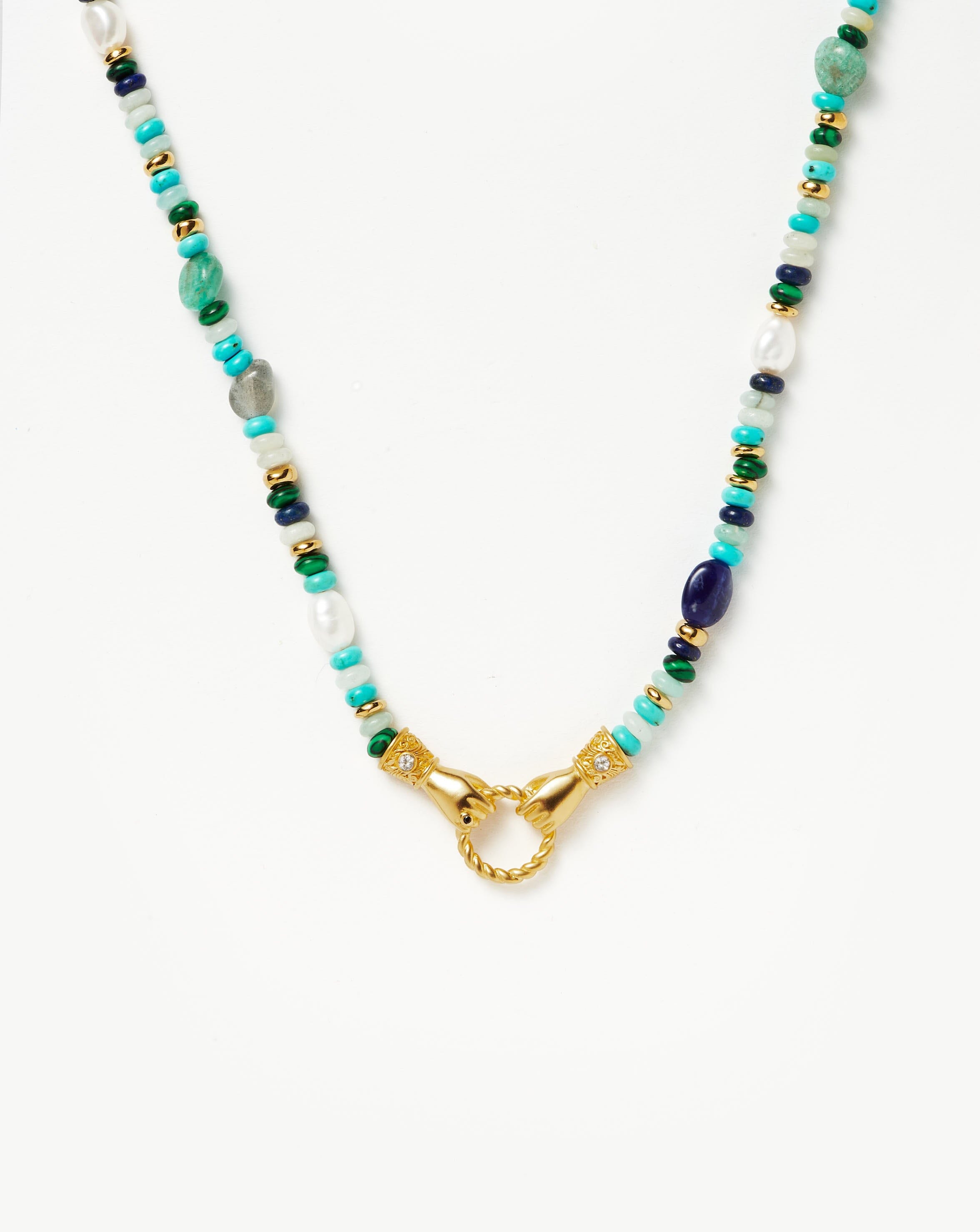 Beaded Gemstone Necklace with 18k Gold Plating & Turquoise | Harris Reed