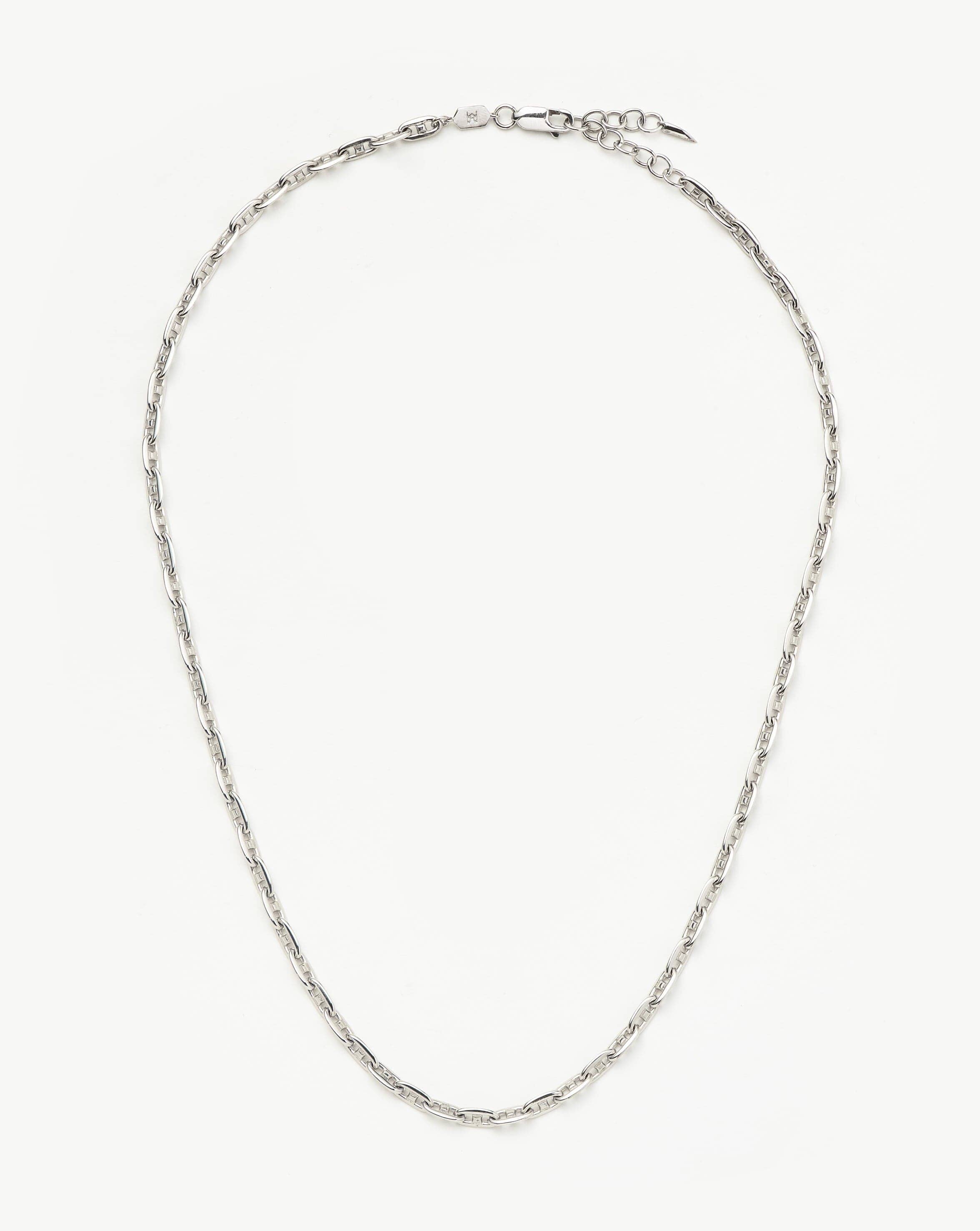 Silver Plated Mariner Chain Necklace | Anchor-Style Oval Links